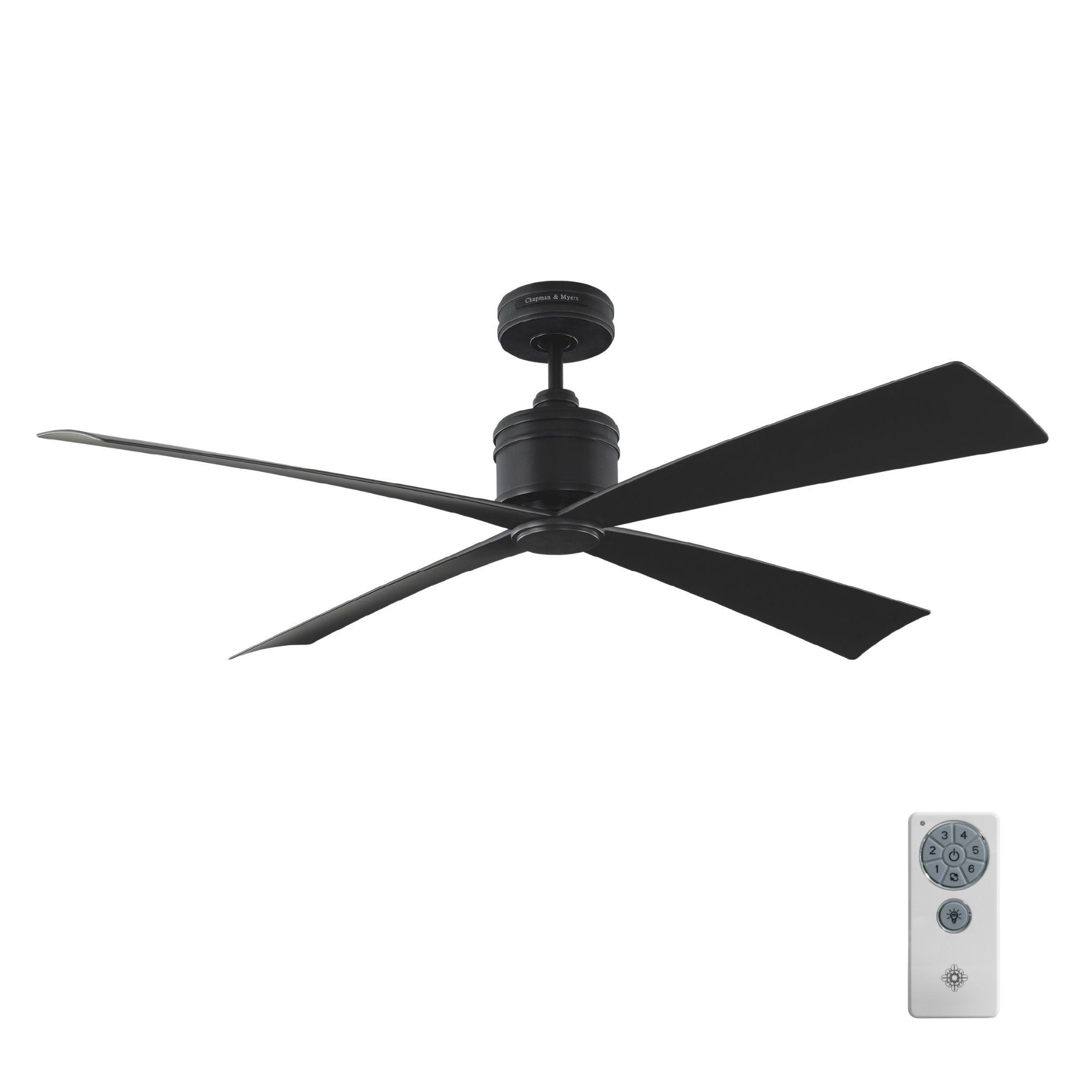 Chapman & Myers Launceton 56" Ceiling Fan in Midnight Black w/ Midnight Black Blade D:56'' H:14''