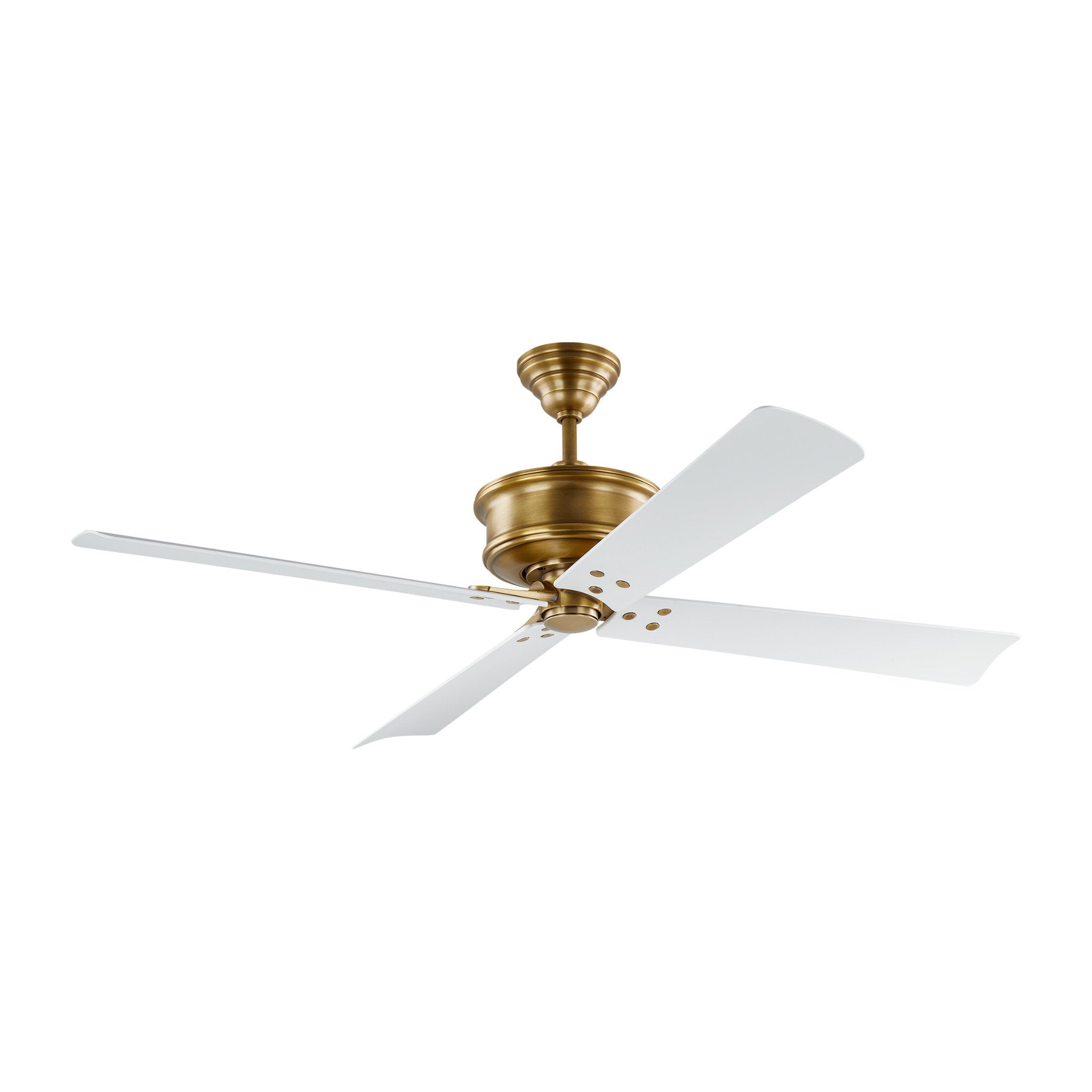 Chapman & Myers Subway 56" Ceiling Fan in Hand Rubbed Antique Brass w/ Matte White Blade D:56'' H:16 3/32''