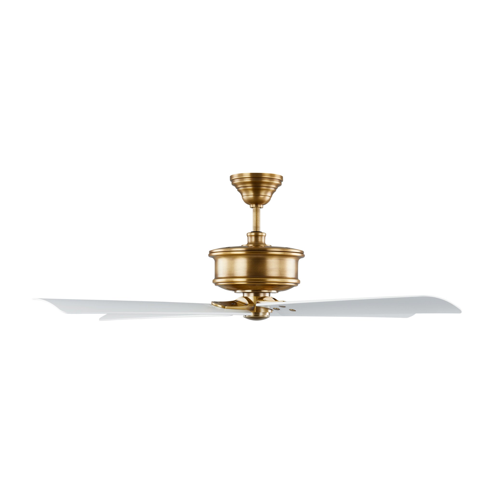 Chapman & Myers Subway 56" Ceiling Fan in Hand Rubbed Antique Brass w/ Matte White Blade D:56'' H:16 3/32''