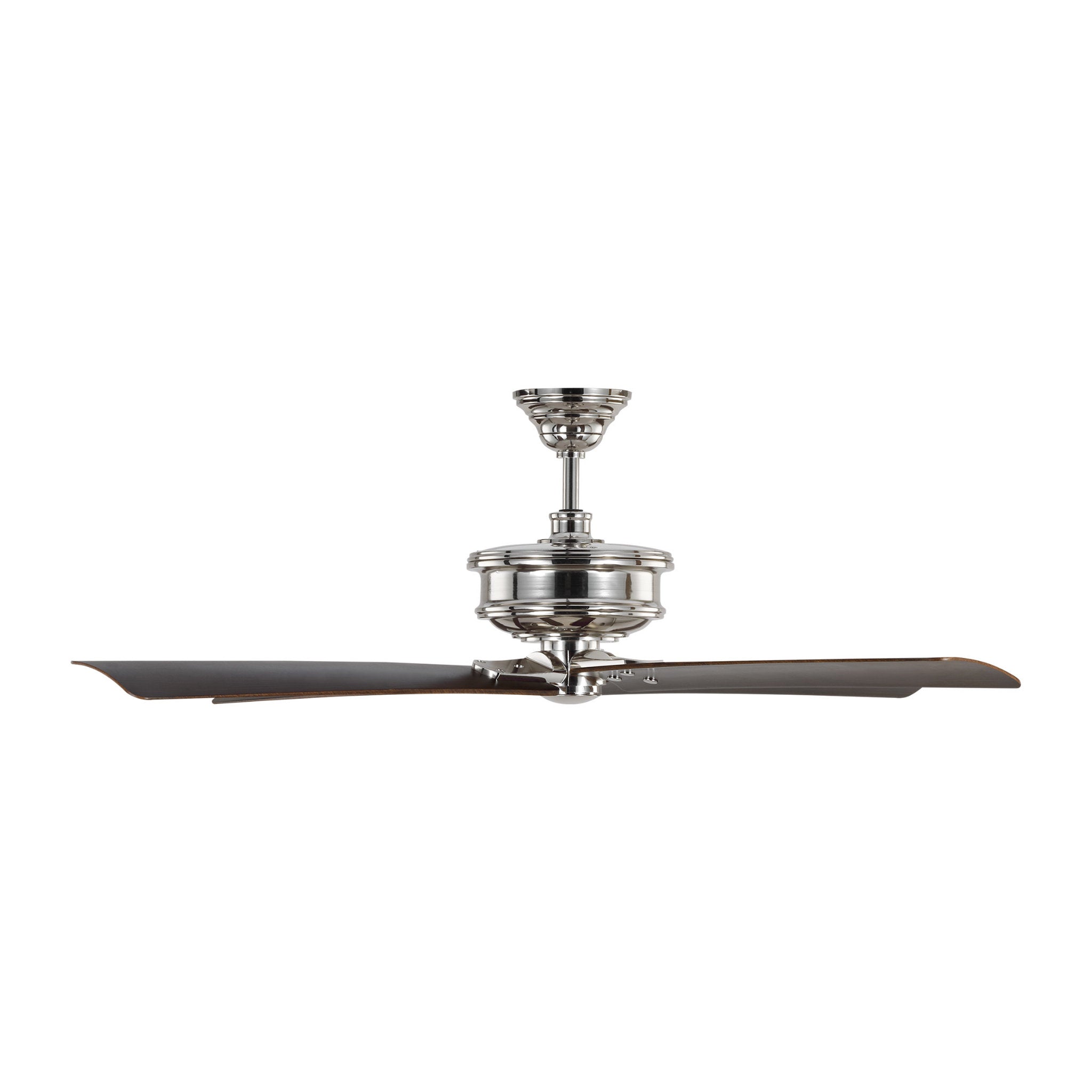 Chapman & Myers Subway 56" Ceiling Fan in Polished Nickel w/ Dark Walnut Blade D:56'' H:16 3/32''