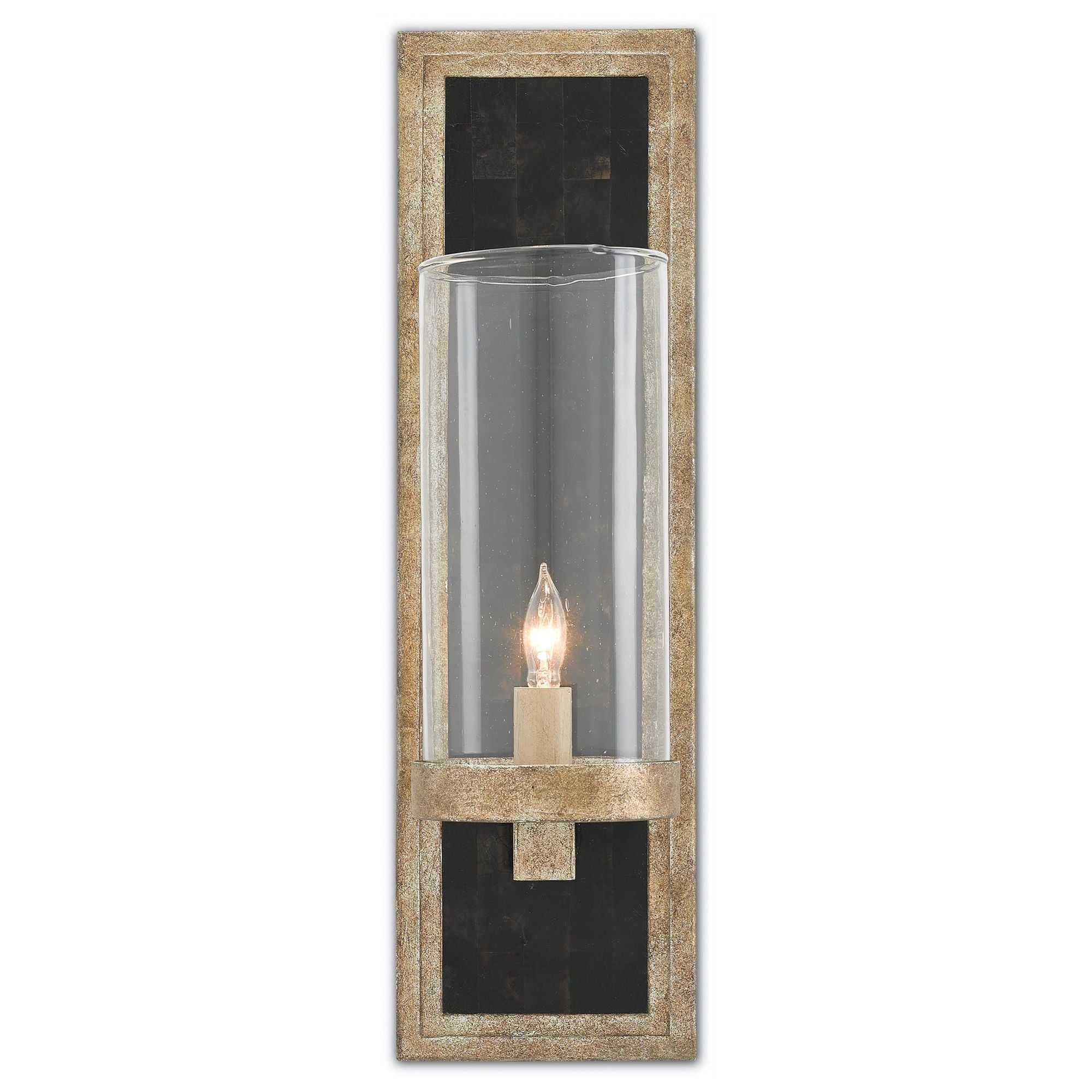 Charade Silver Wall Sconce - Antique Silver Leaf/Black Penshell Crackle