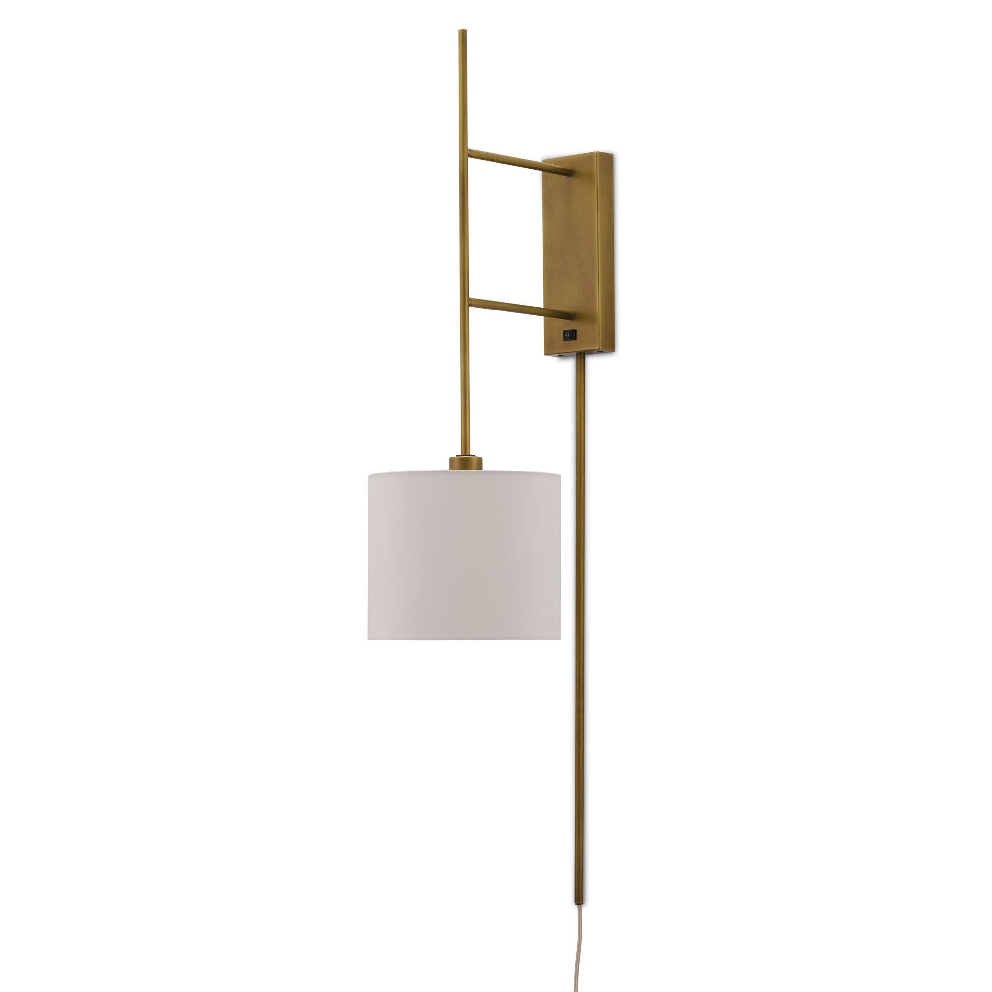 Savill Brass Wall Sconce, White Shade - Antique Brass