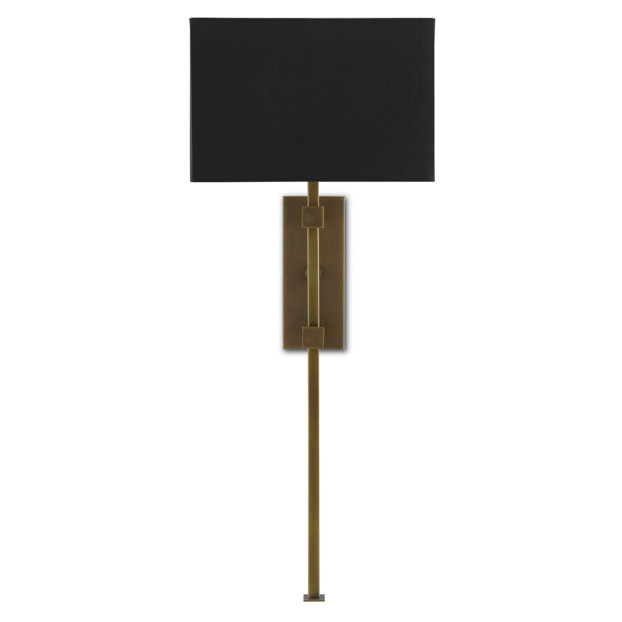 Edmund Brass Wall Sconce, Black Shade - Antique Brass