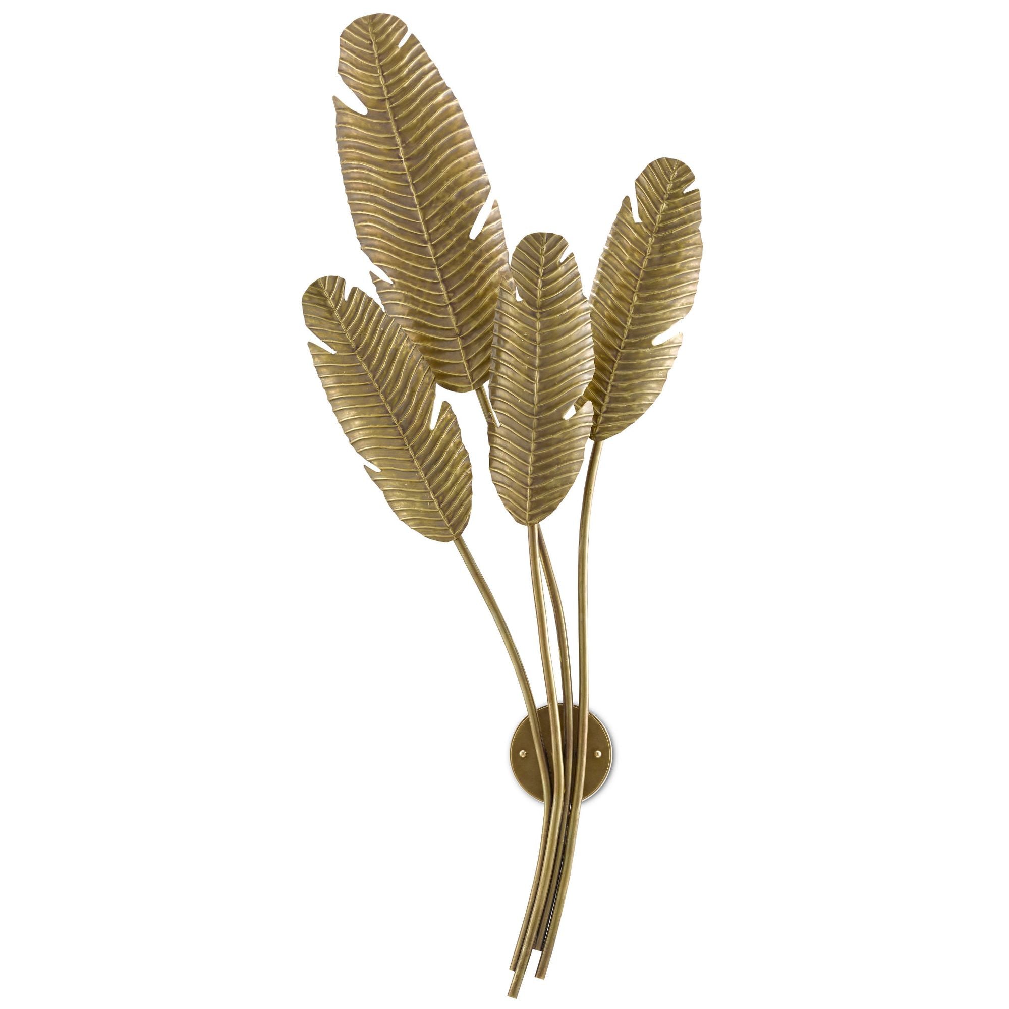 Tropical Brass Multi-Leaf Wall Sconce - Vintage Brass