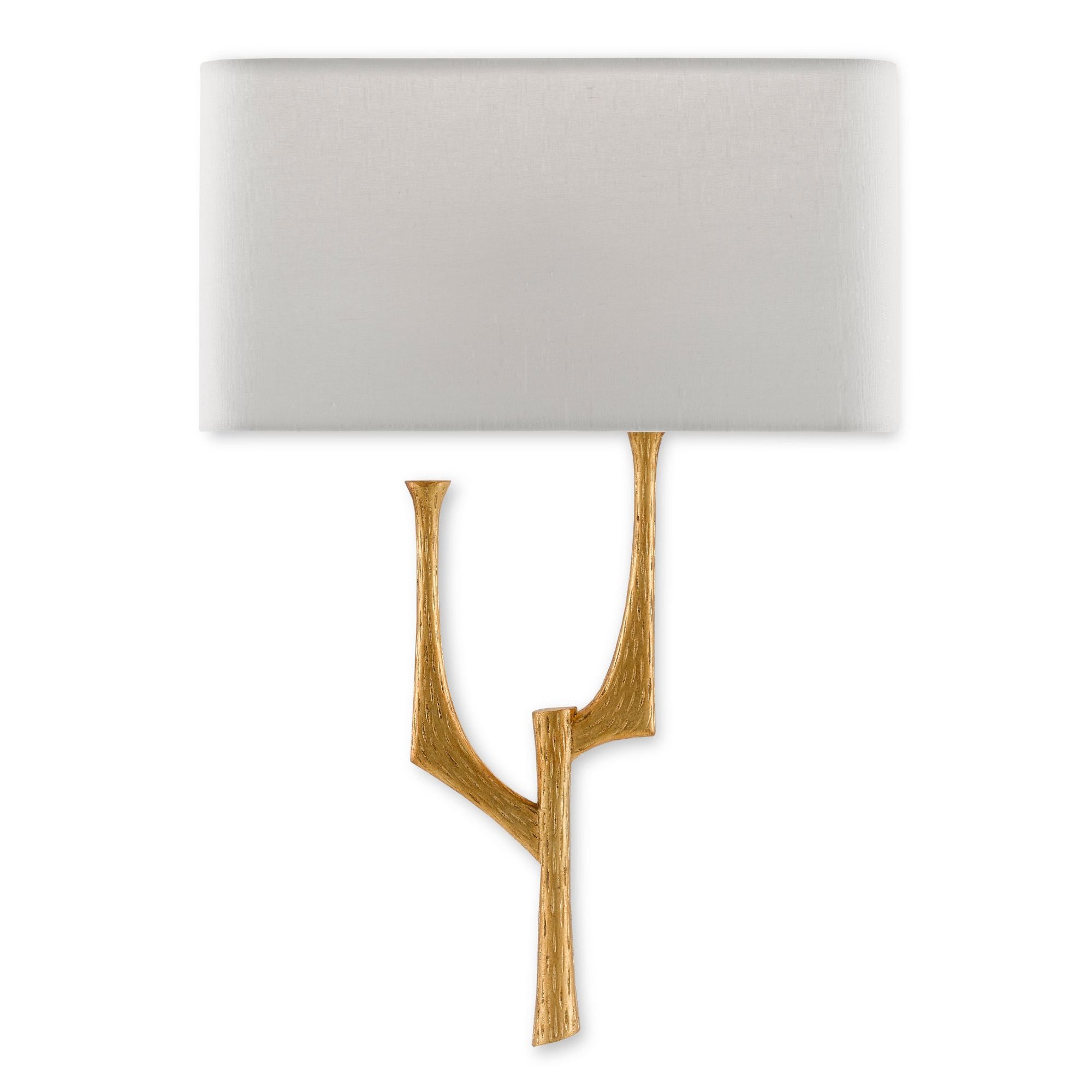 Bodnant Gold Wall Sconce, White Shade, Right - Antique Gold Leaf