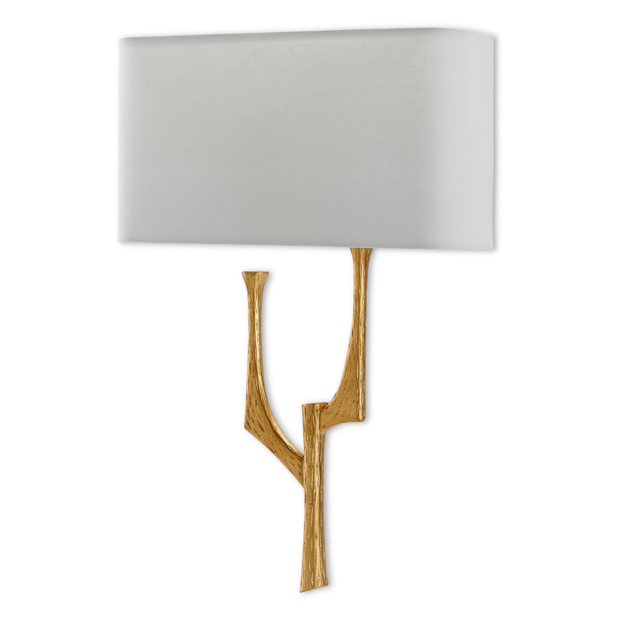 Bodnant Gold Wall Sconce, White Shade, Right - Antique Gold Leaf
