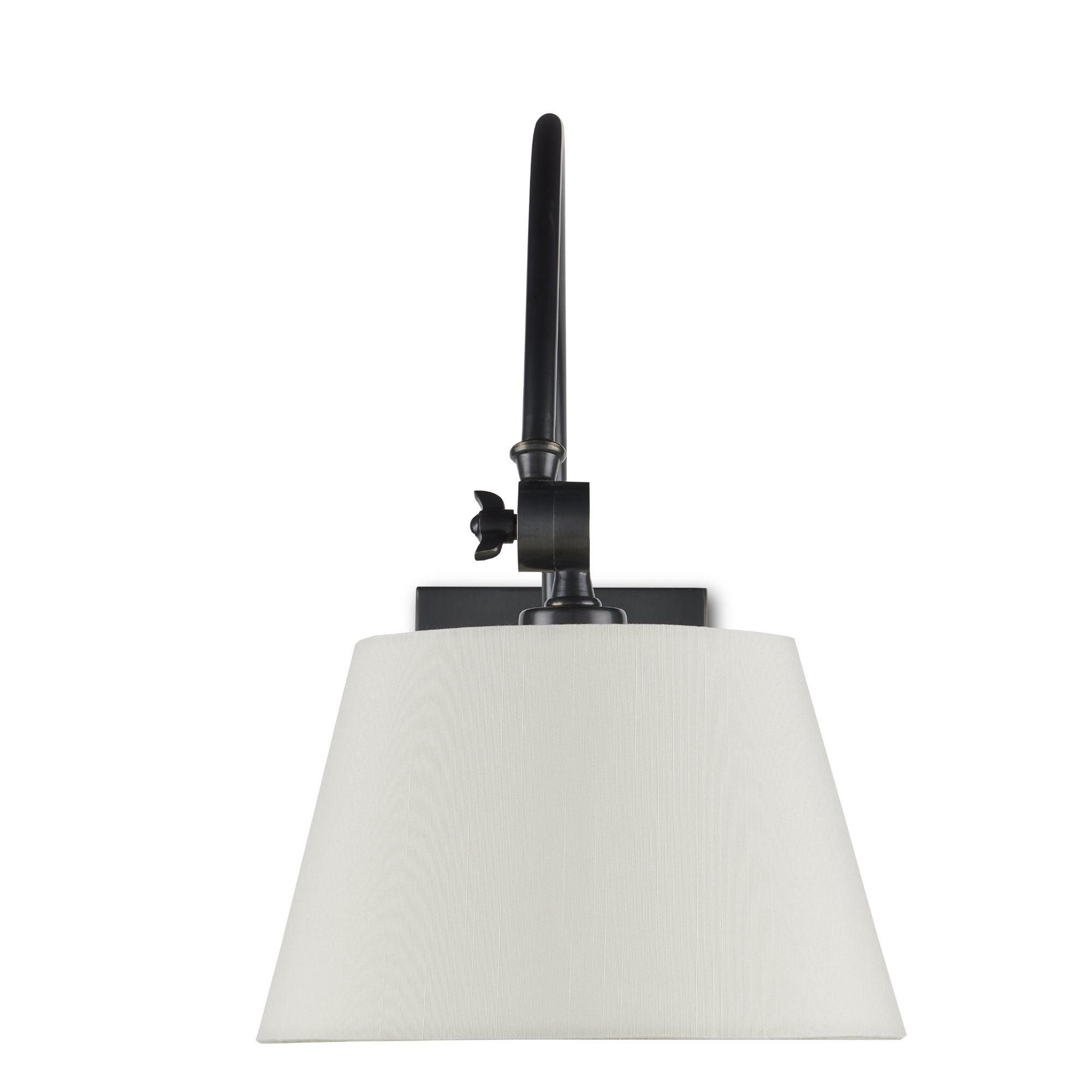 Ashby Bronze Swing-Arm Wall Sconce, White Shade - Oil Rubbed Bronze