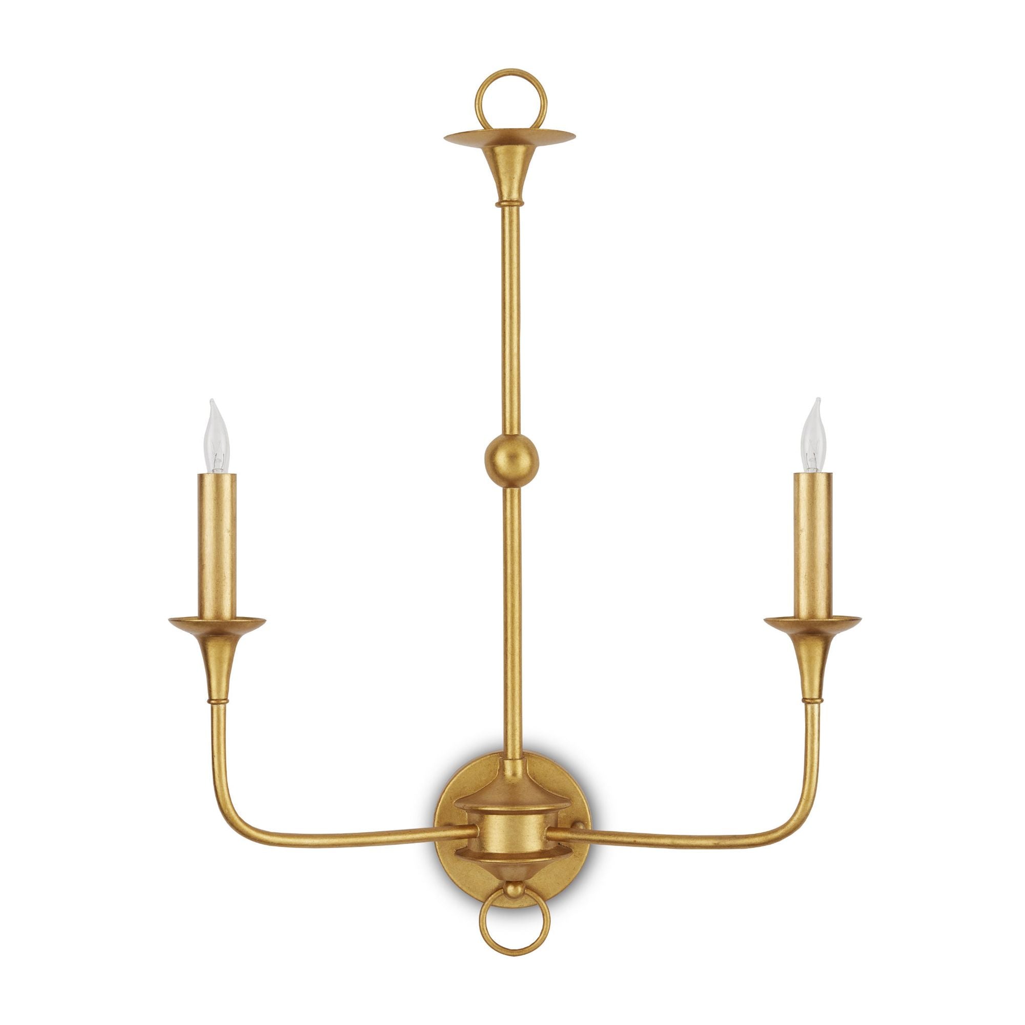Nottaway Gold Double-Light Wall Sconce - Contemporary Gold Leaf
