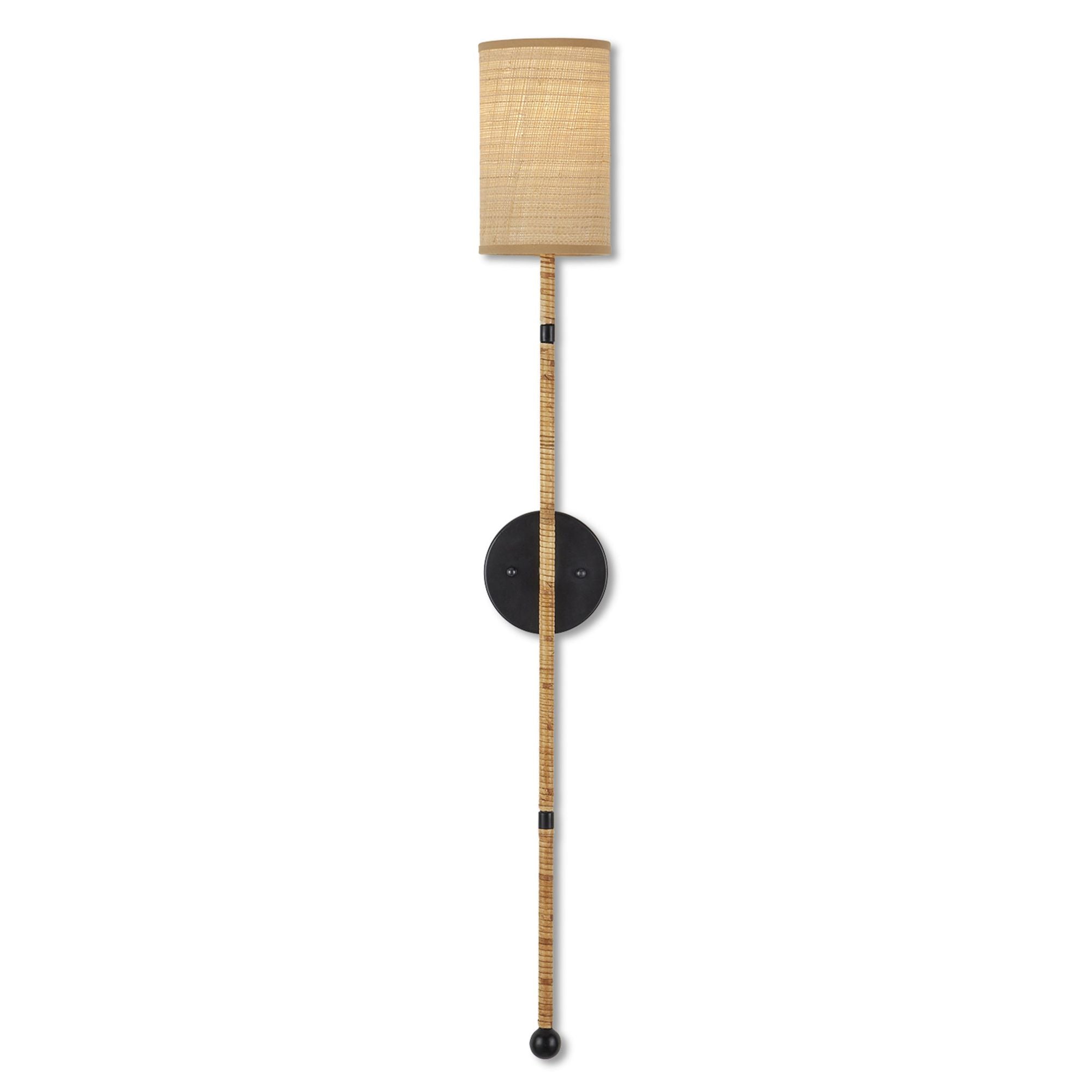 Capriole Rattan Wall Sconce - Natural/Satin Black