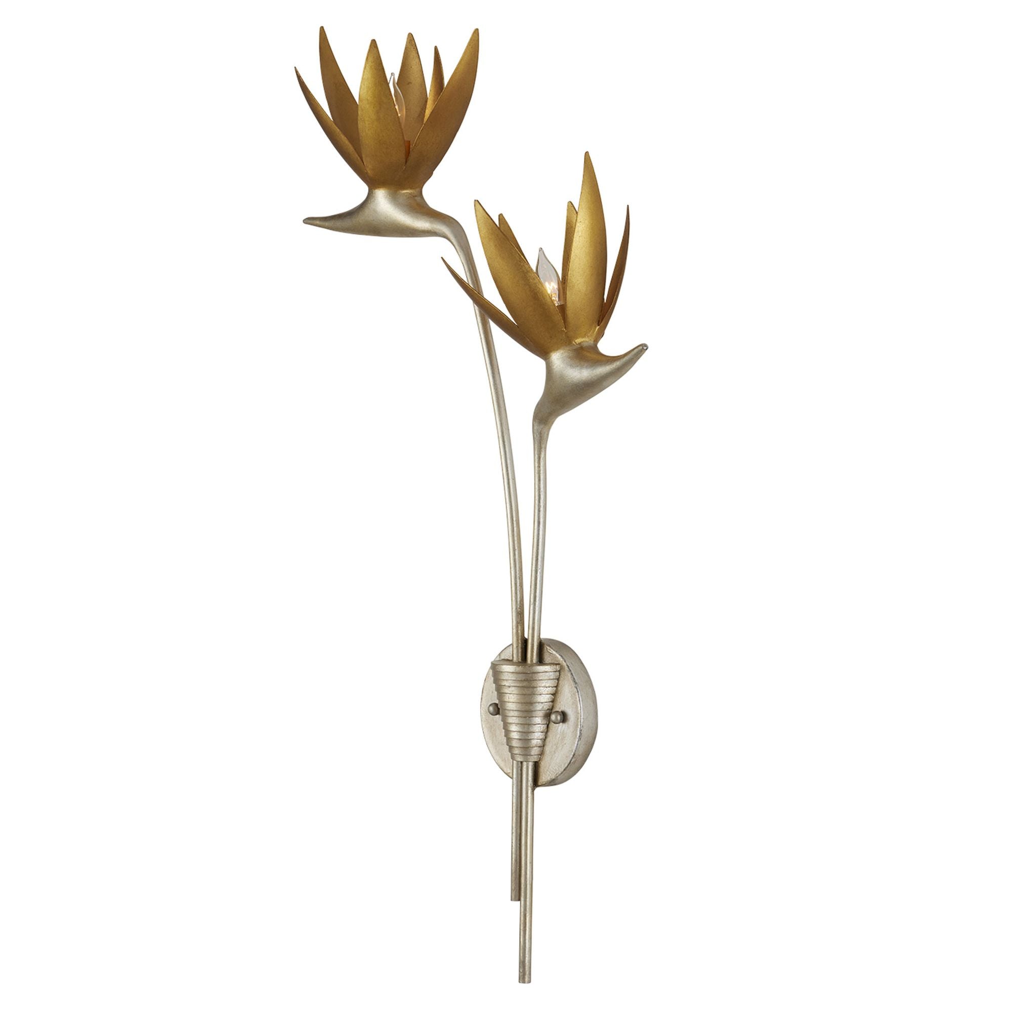 Paradiso Gold & Silver Wall Sconce, Left - Contemporary Silver Leaf/Contemporary Gold Leaf/Gold