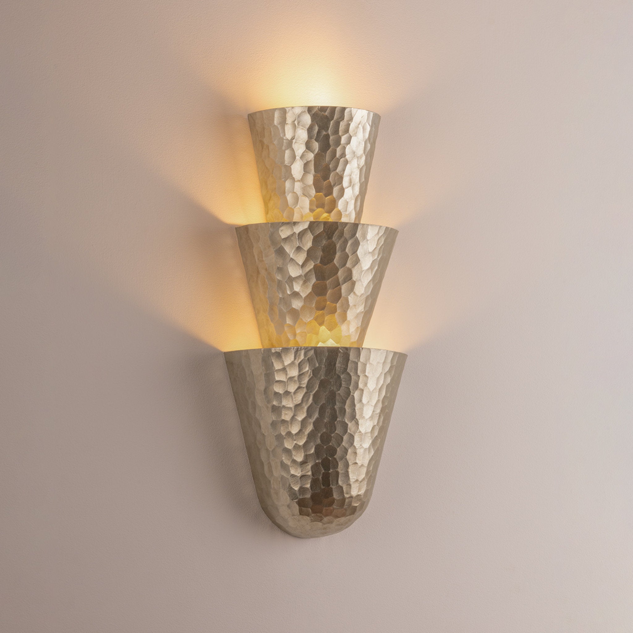 Bucharest 3-Light Wall Sconce in Warm Silver Leaf 8.25W x 18H