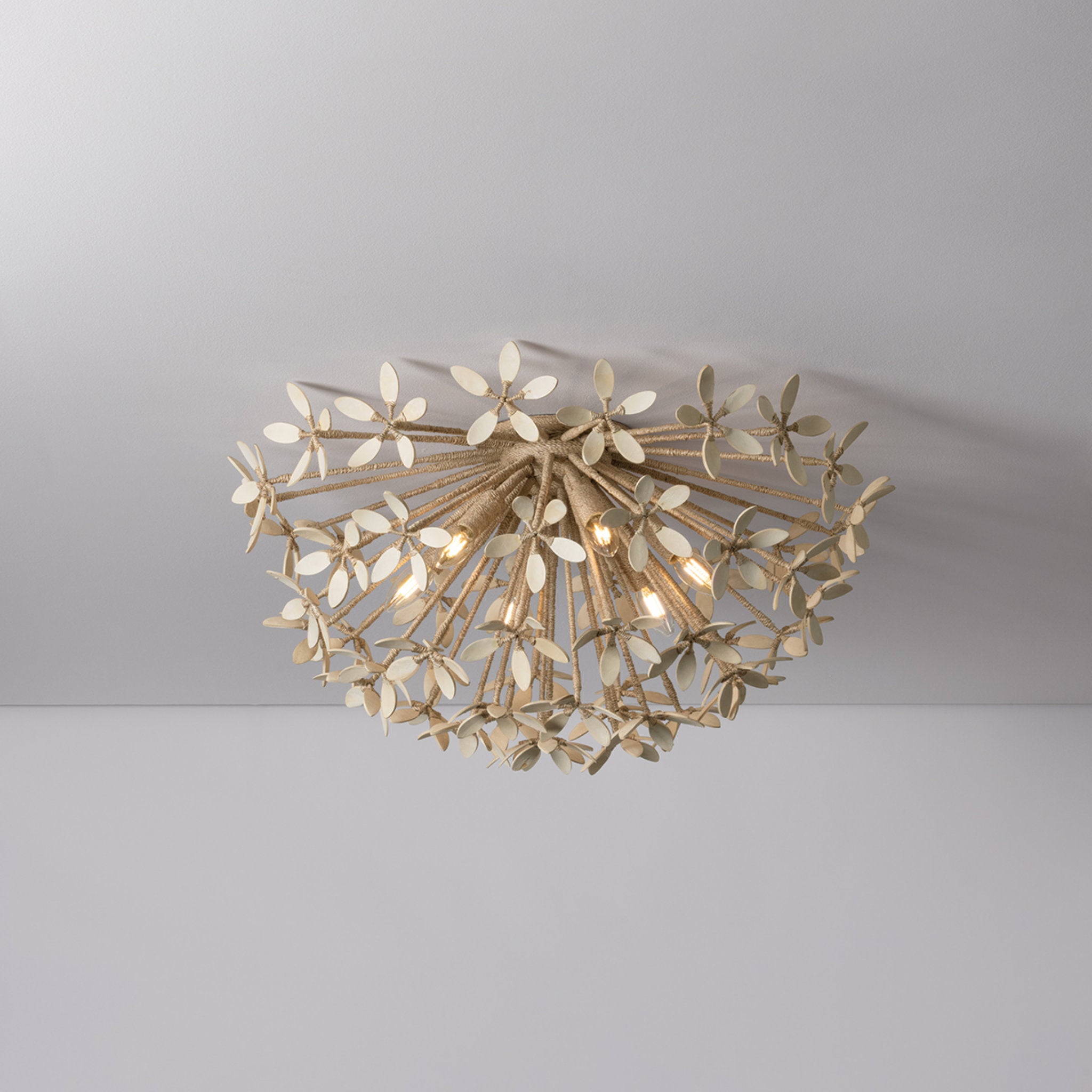 Corfu 6-Light Semi Flush in Ivory Coco 30W x 15.25H