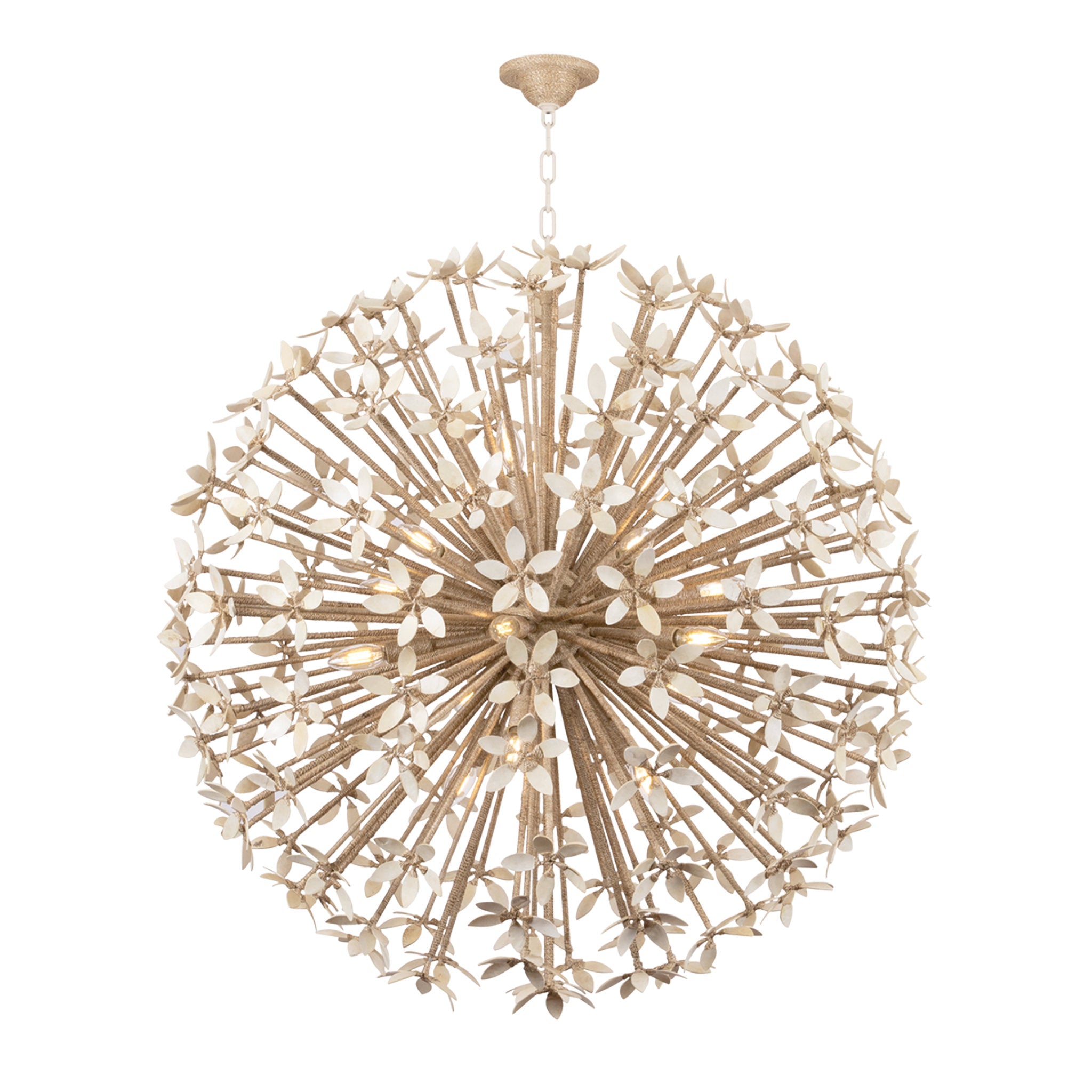 Corfu 16-Light Chandelier in Ivory Coco 40W x 39.75H