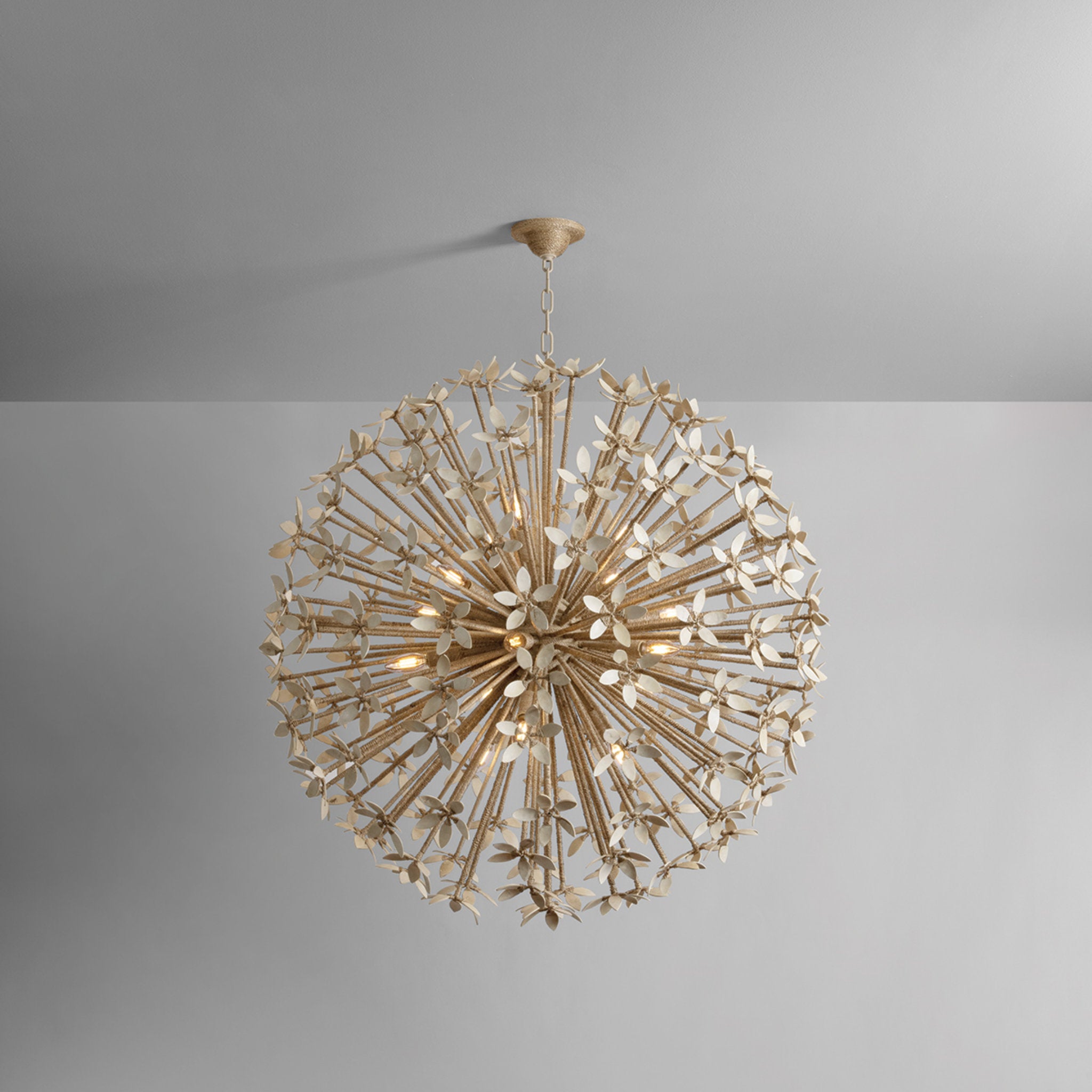 Corfu 16-Light Chandelier in Ivory Coco 40W x 39.75H