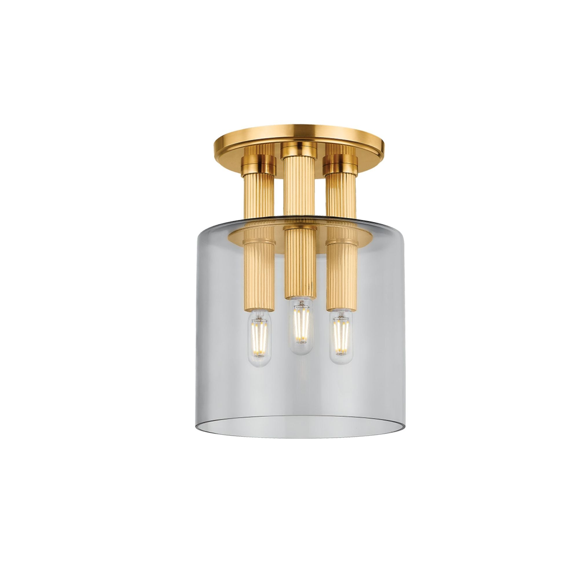 Crystler 3-Light Flush Mount in Aged Brass 8.5W x 11.5H