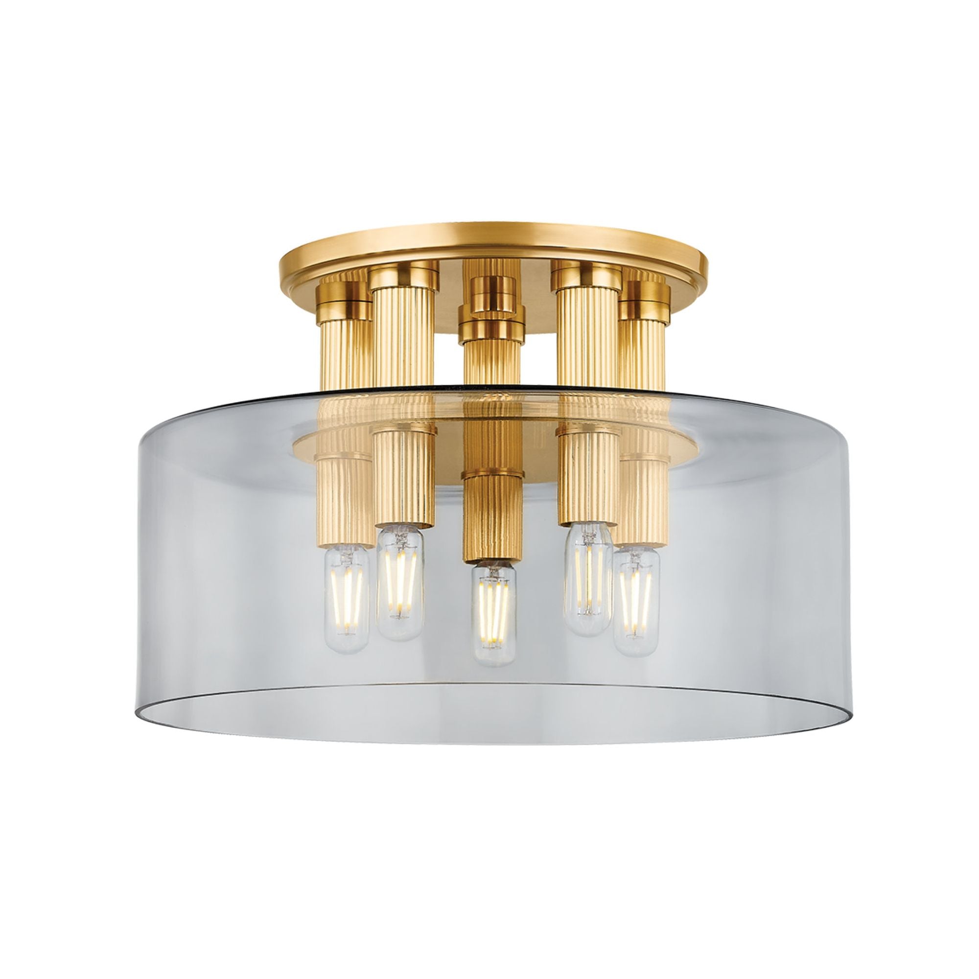 Crystler 5-Light Flush Mount in Aged Brass 15L x 15W x 9.75H