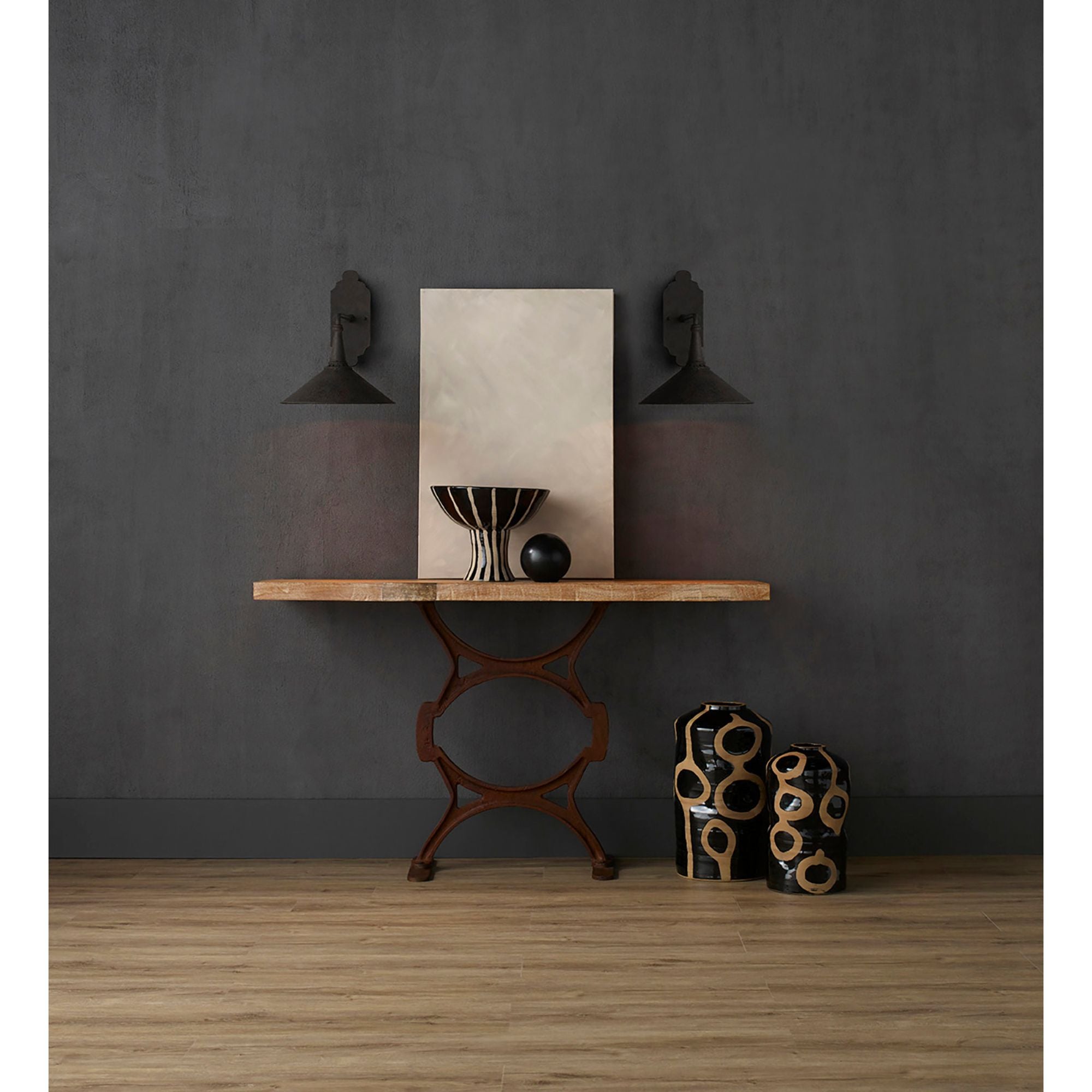 Manuscript Black Wall Sconce - Molé Black/Antique Mirror