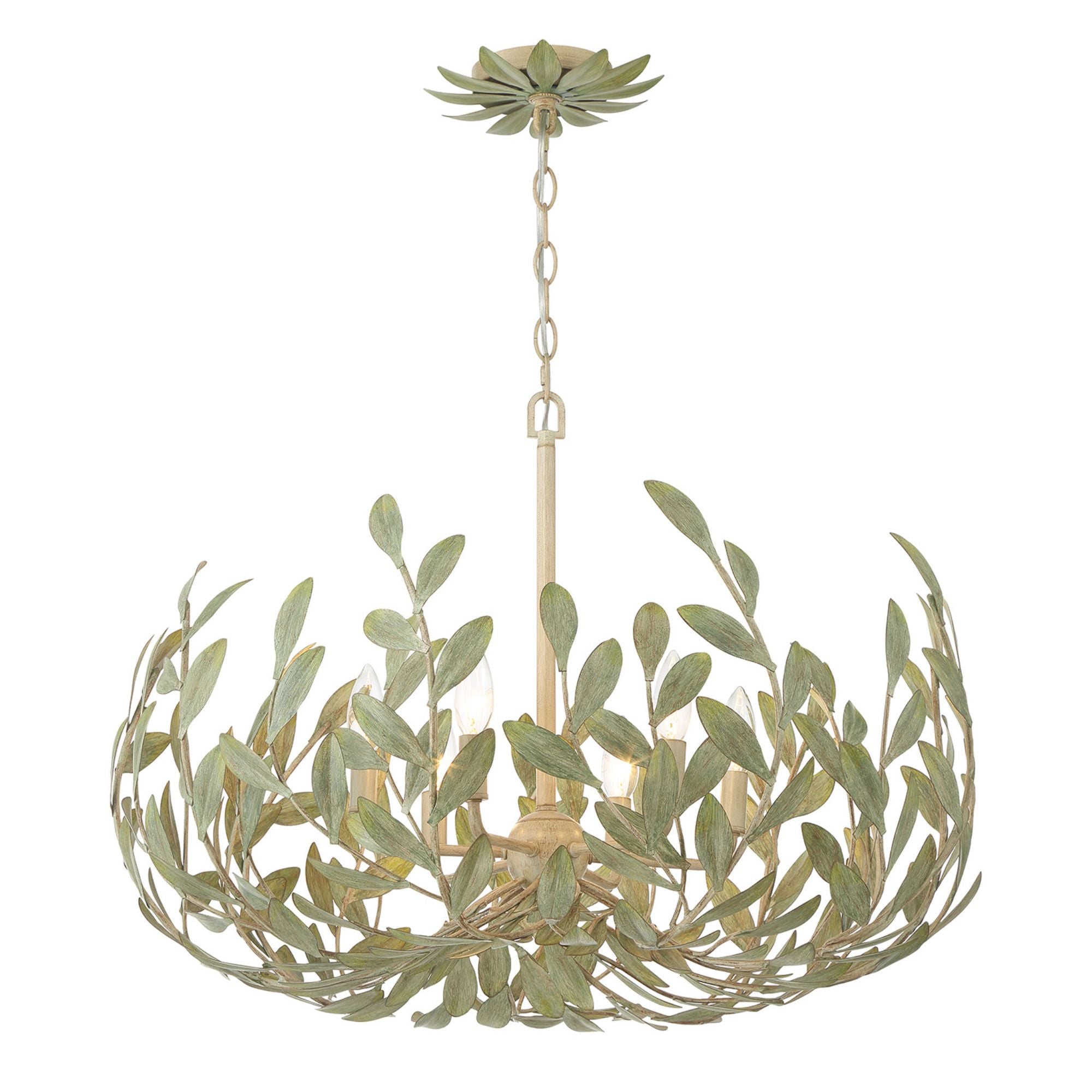 Broche 6 Light Champagne Green Tea Chandelier 27"W x 19"H x 27"D