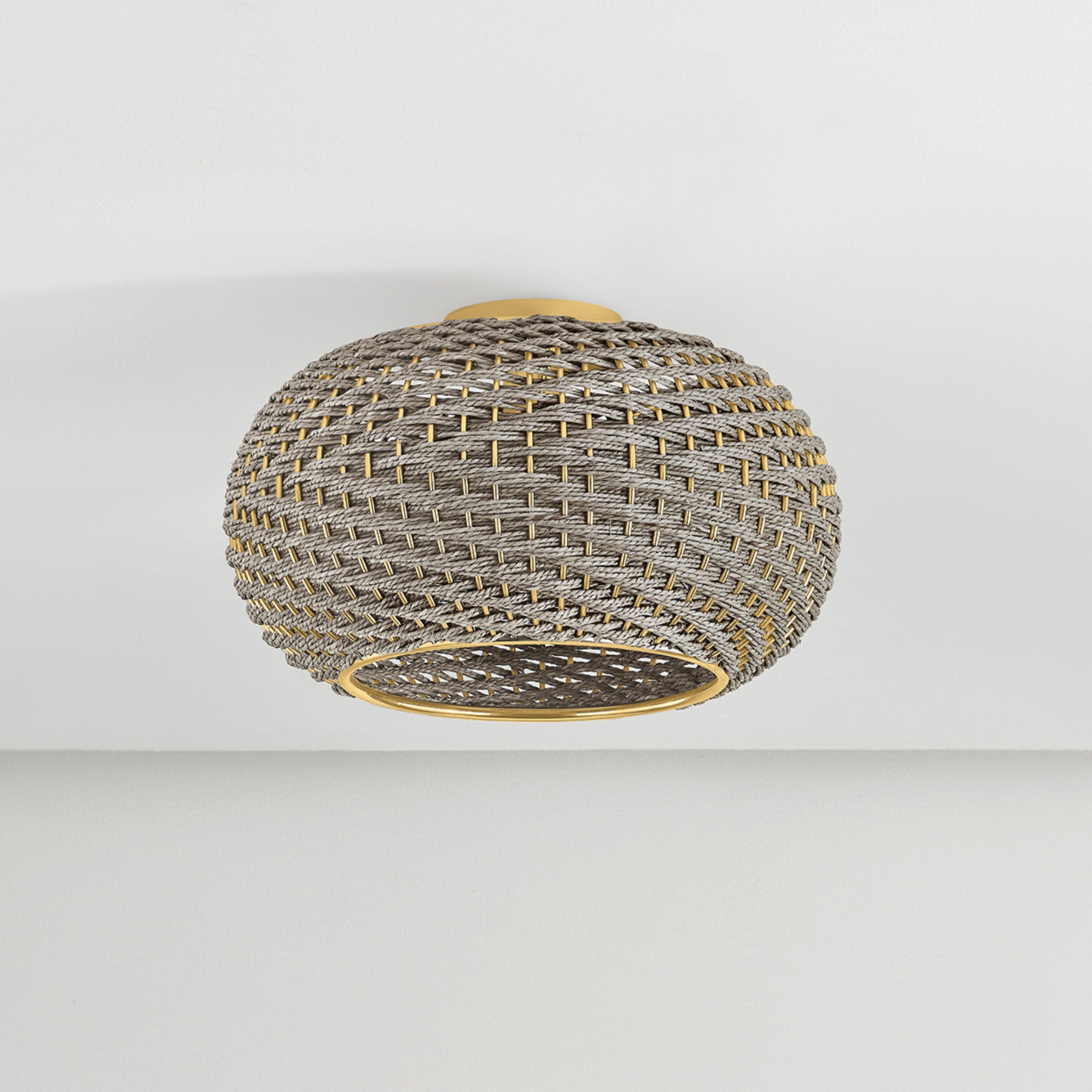 Penarth 1-Light Flush Mount in Aged Brass 16W x 9.75H