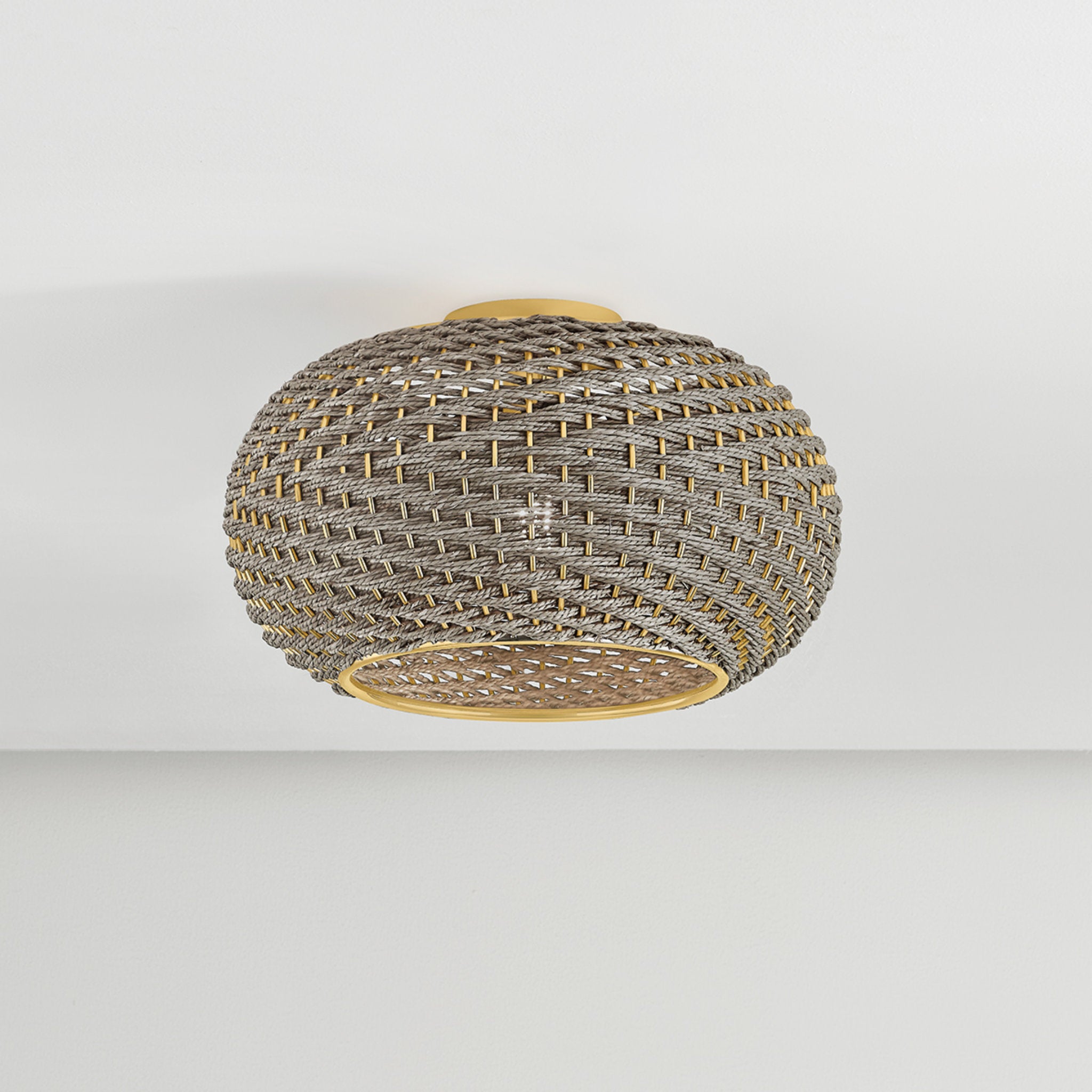 Penarth 1-Light Flush Mount in Aged Brass 16W x 9.75H
