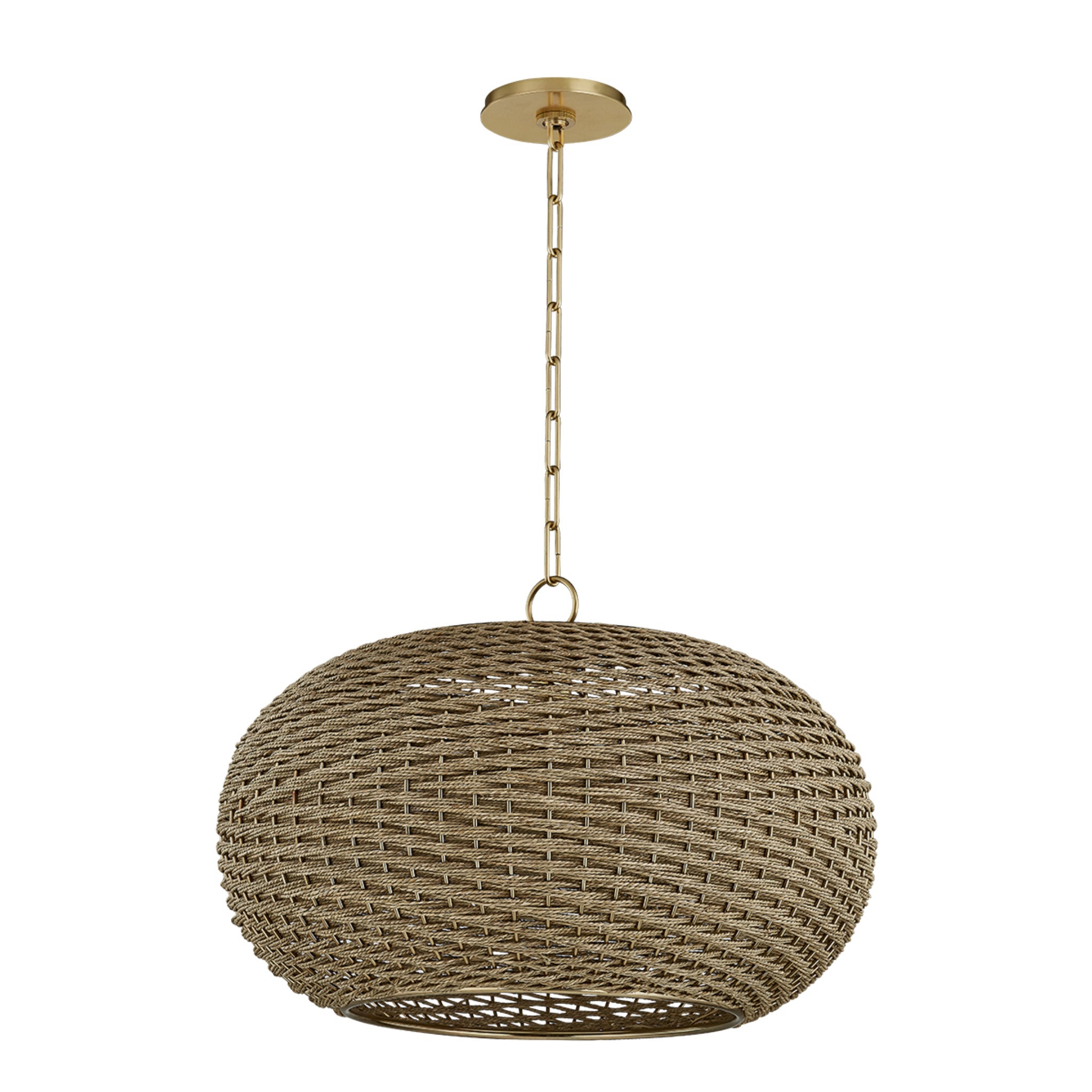 Penarth 1-Light Pendant in Aged Brass 24W x 16.5H