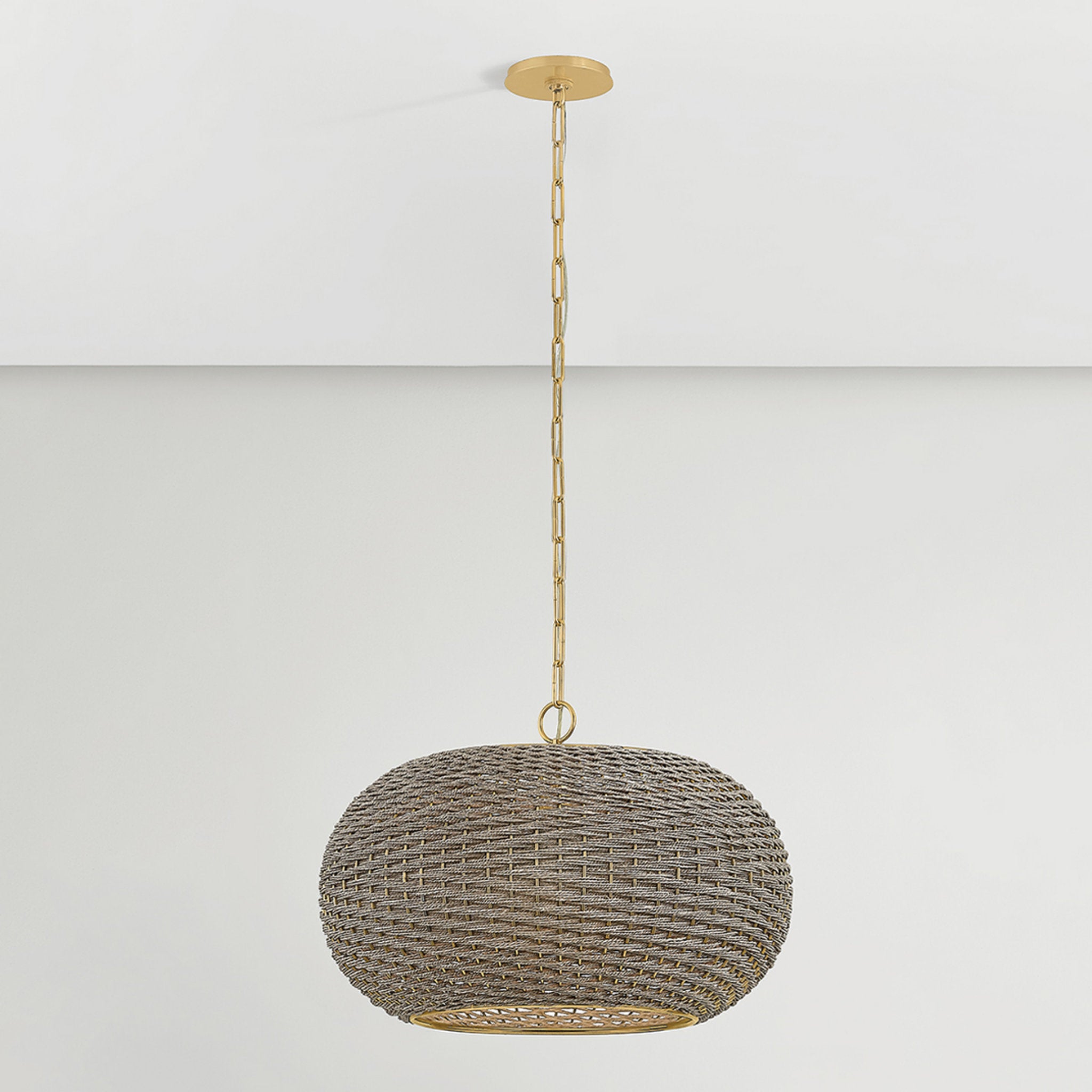 Penarth 1-Light Pendant in Aged Brass 24W x 16.5H