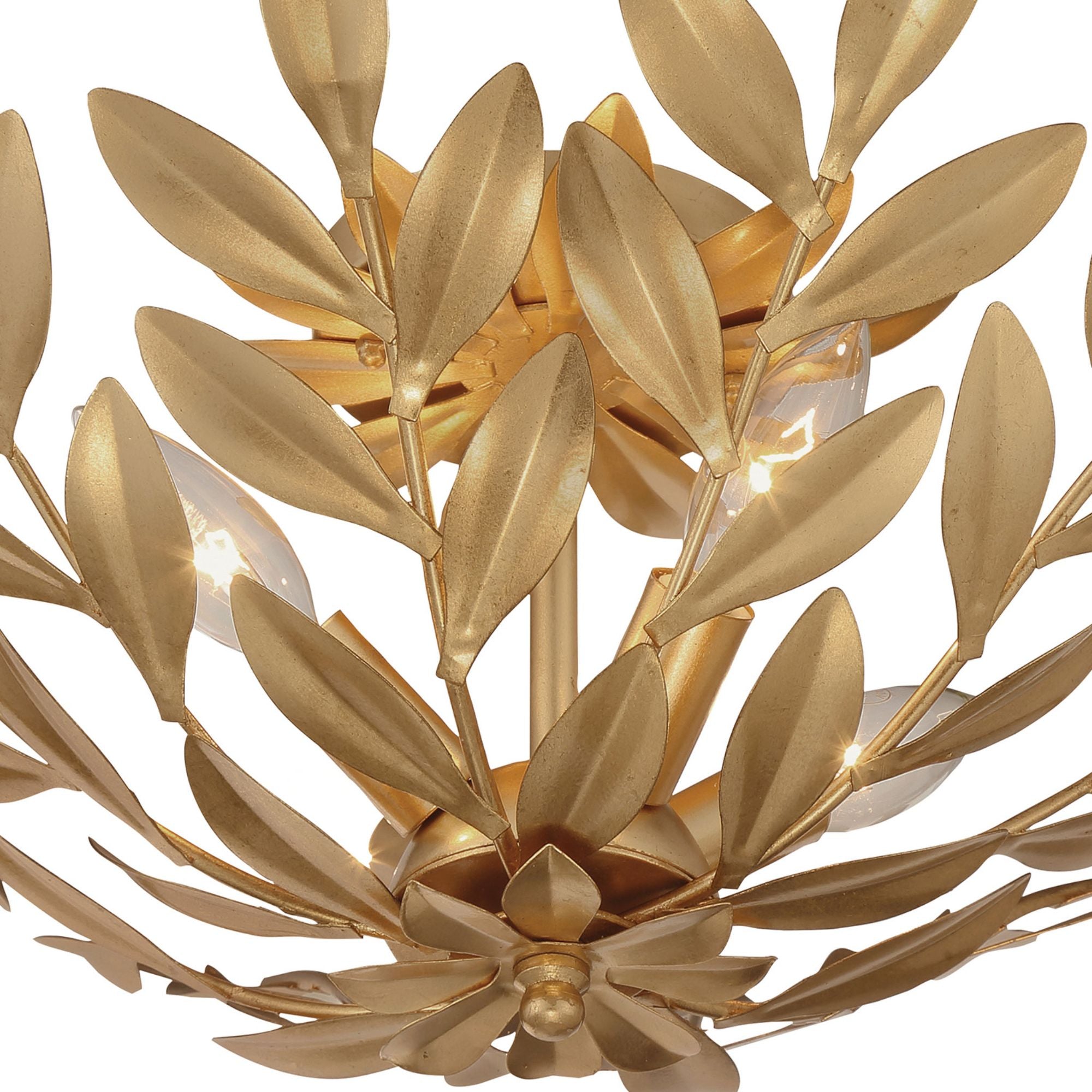 Broche 4 Light Antique Gold Semi Flush Mount 20.75"W x 8.25"H x 20.75"D