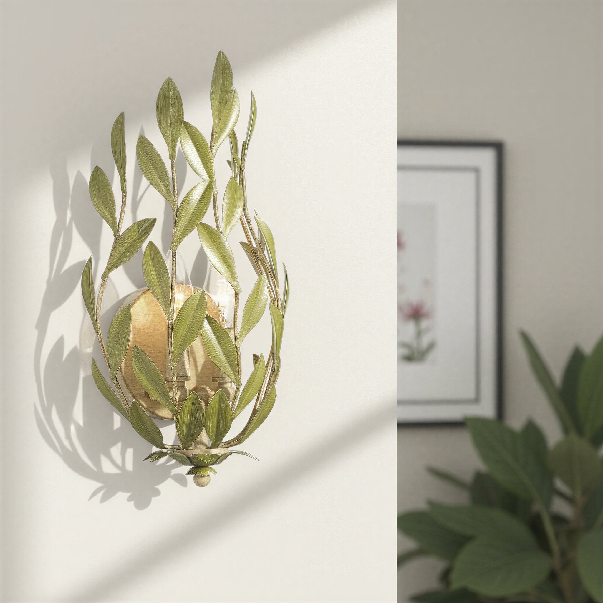 Broche 8.25'' Champagne Green Tea Sconce Green 8.25"W x 16"H x 5.5"D