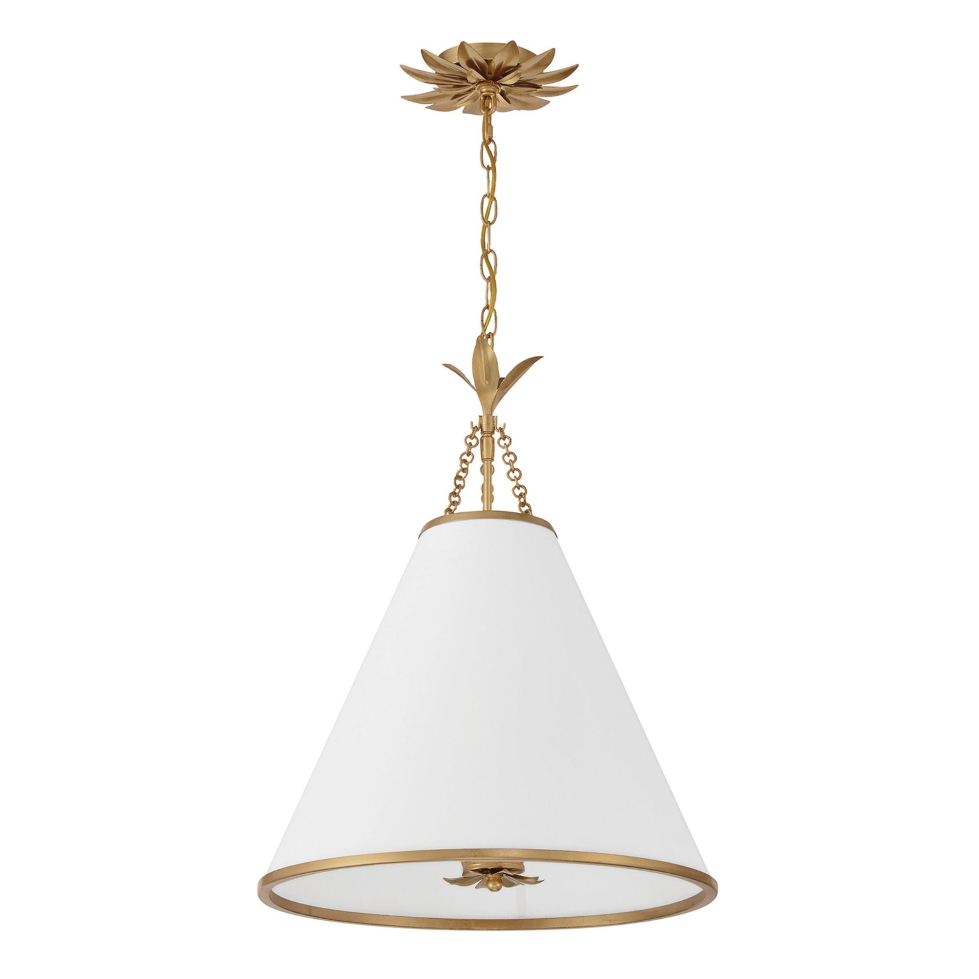 Broche 4 Light Antique Gold Pendant Silk Shade 18"W x 22.75"H x 18"D