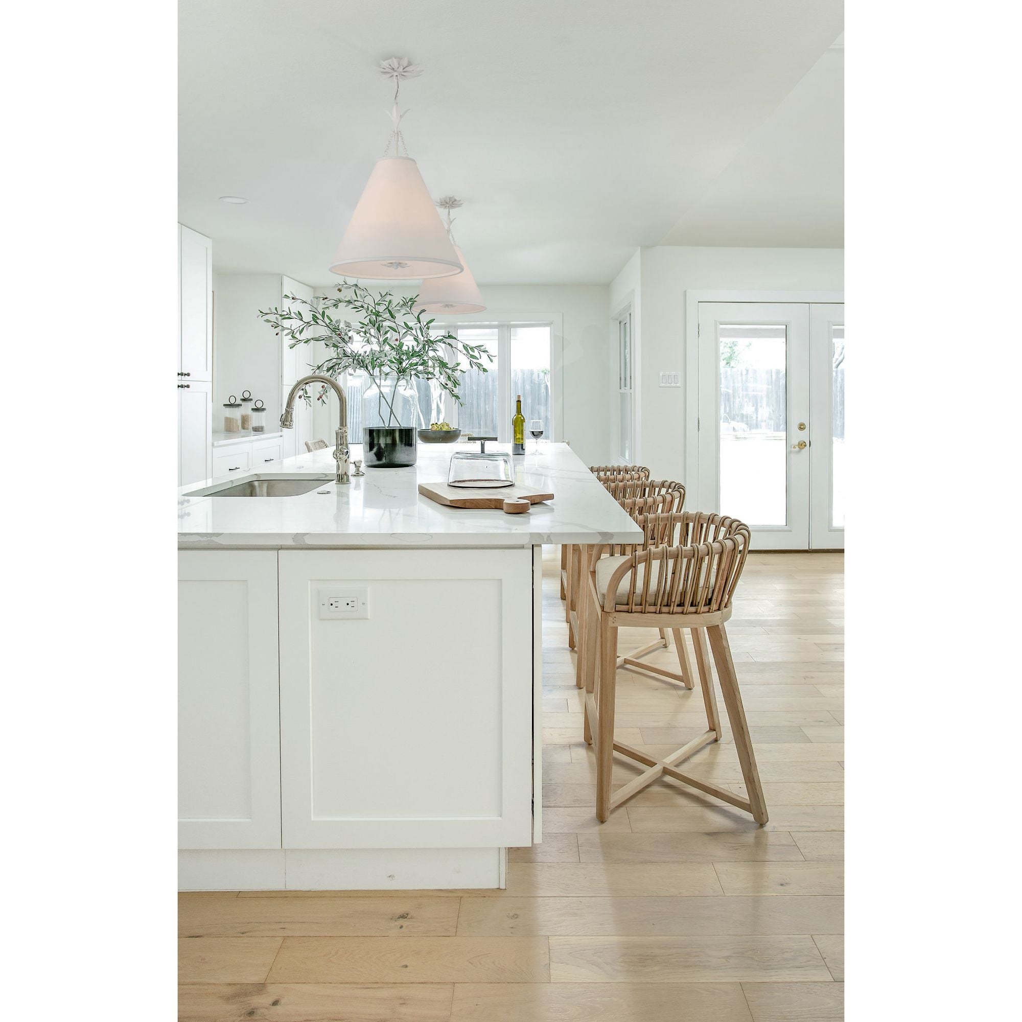 Broche 4 Light Matte White Pendant Silk Shade 18"W x 22.75"H x 18"D