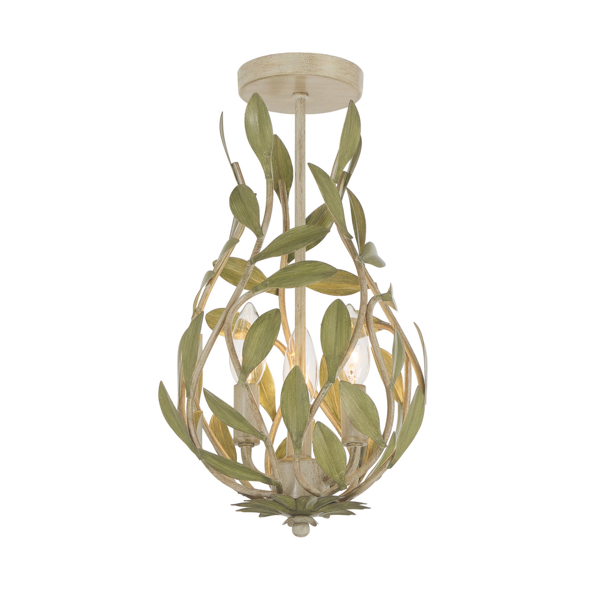 Broche 9'' Champagne Green Tea Semi Flush Mount Green 9"W x 16.25"H x 9"D