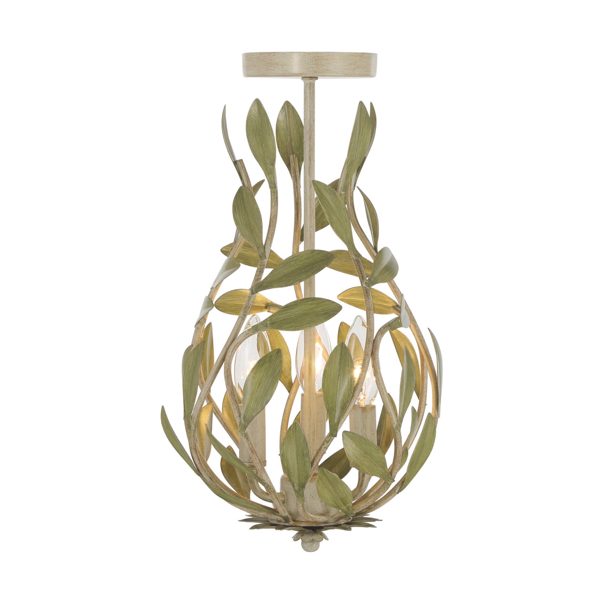 Broche 9'' Champagne Green Tea Semi Flush Mount Green 9"W x 16.25"H x 9"D