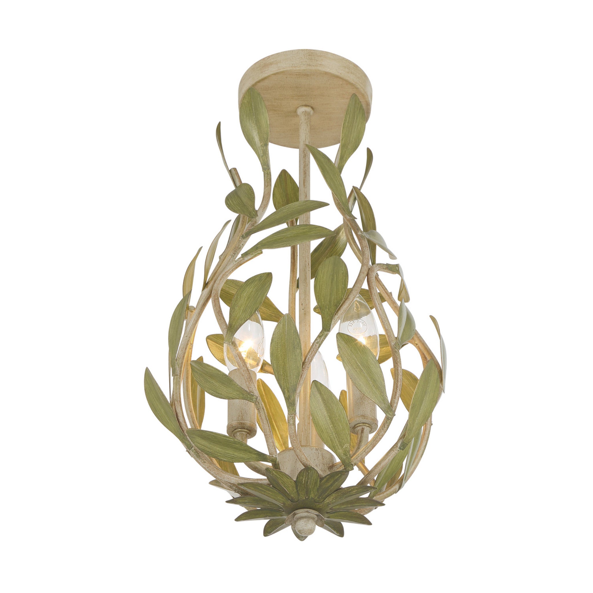 Broche 9'' Champagne Green Tea Semi Flush Mount Green 9"W x 16.25"H x 9"D