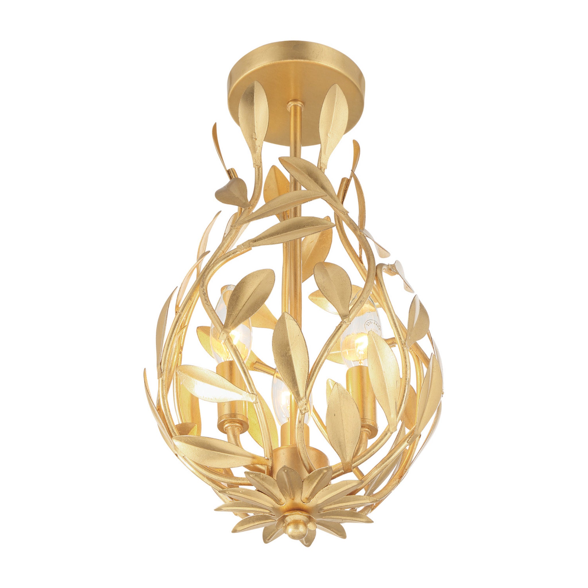 Broche 9'' Antique Gold Semi Flush Mount Gold 9"W x 16.25"H x 9"D