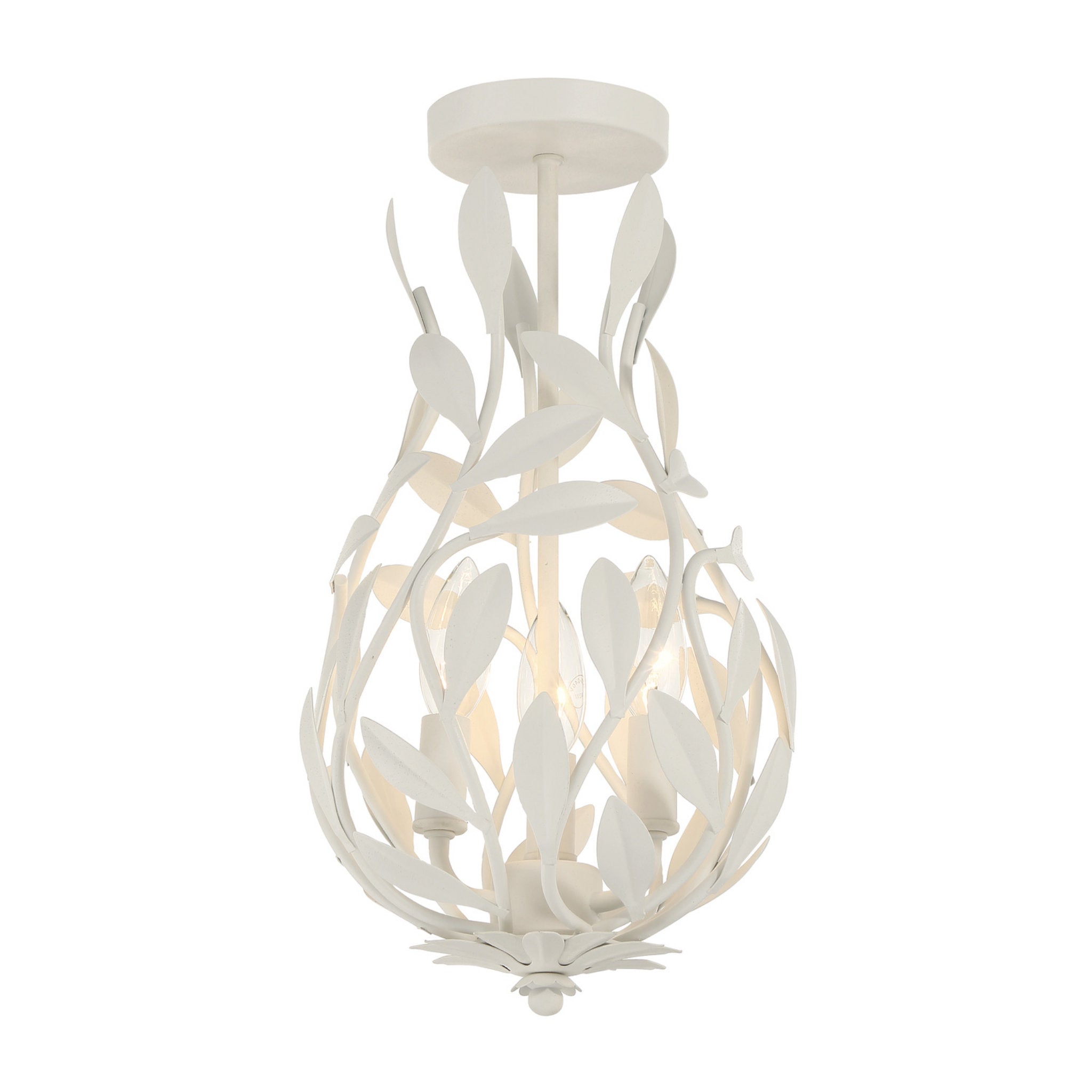 Broche 9'' Matte White Semi Flush Mount White 9"W x 16.25"H x 9"D