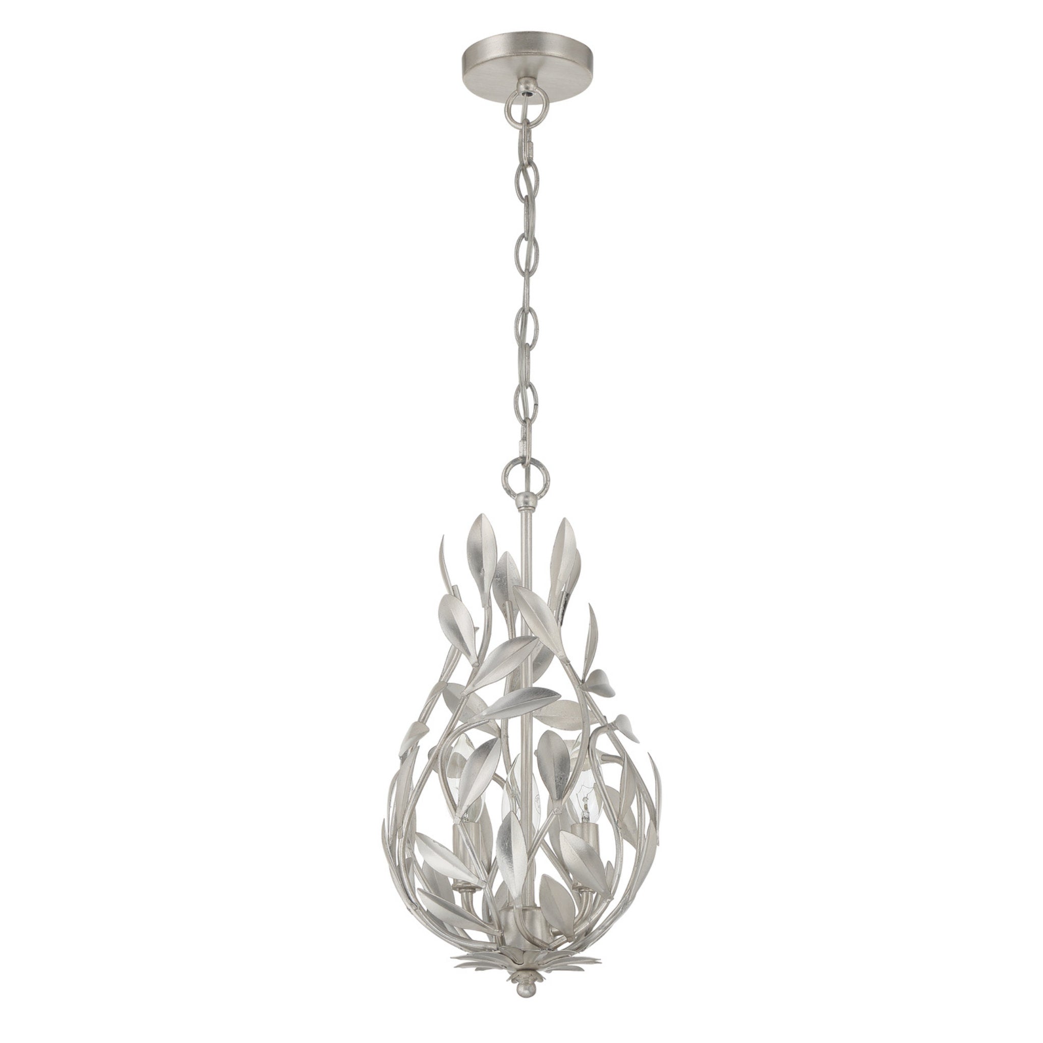 Broche 9'' Antique Silver Chandelier Silver 9"W x 17.25"H x 9"D