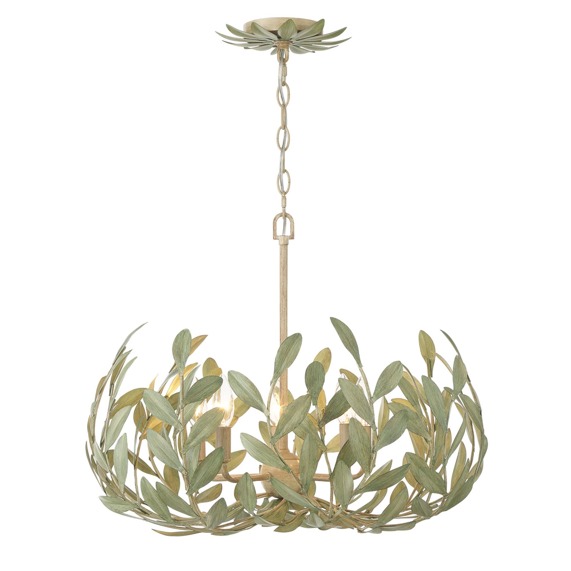 Broche 5 Light Champagne Green Tea Chandelier 23"W x 18.5"H x 23"D