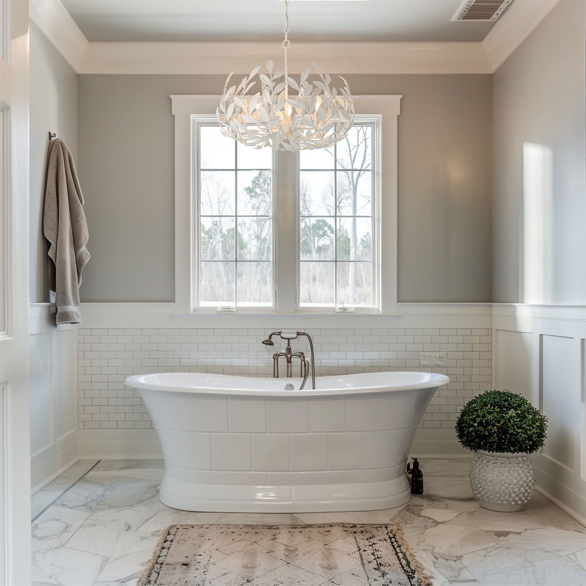 Broche 23'' Matte White Chandelier White 23"W x 18.5"H x 23"D