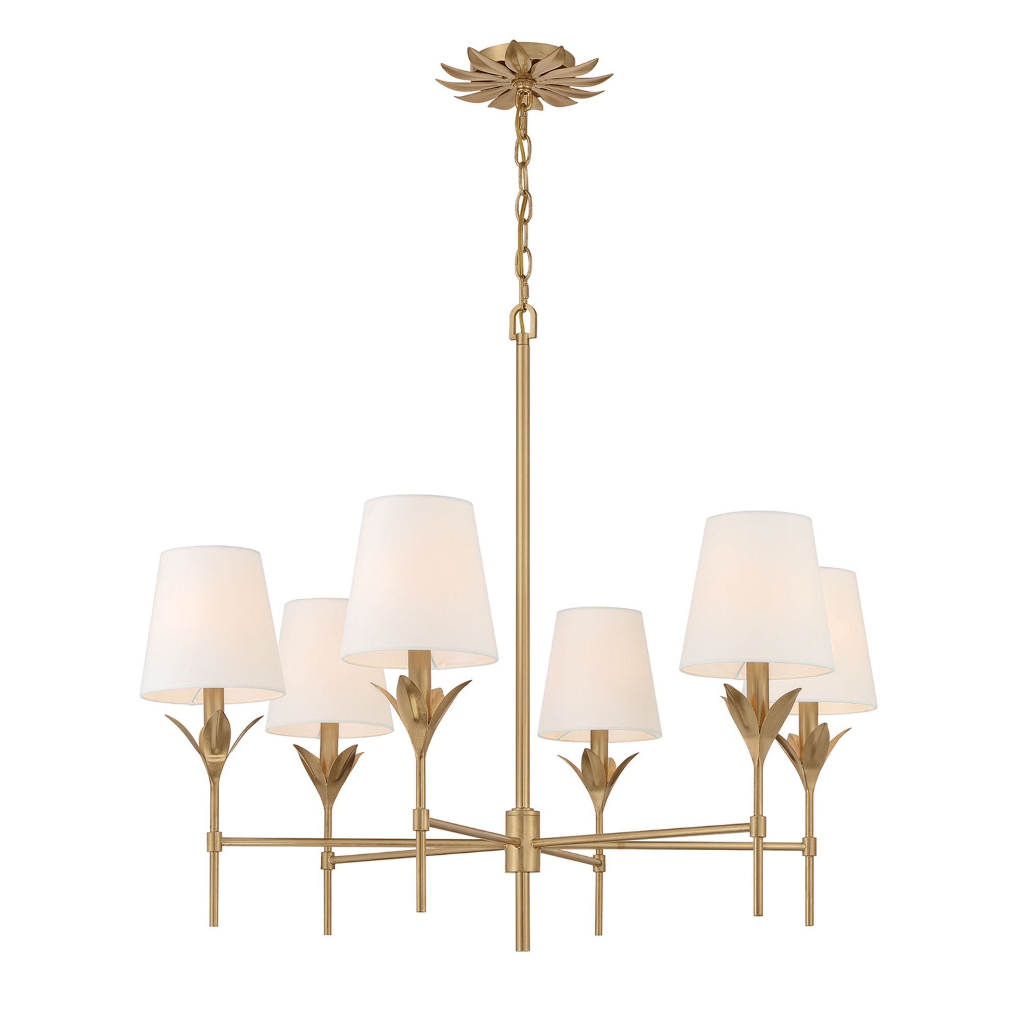 Broche 32'' Antique Gold Chandelier 6-Light 32