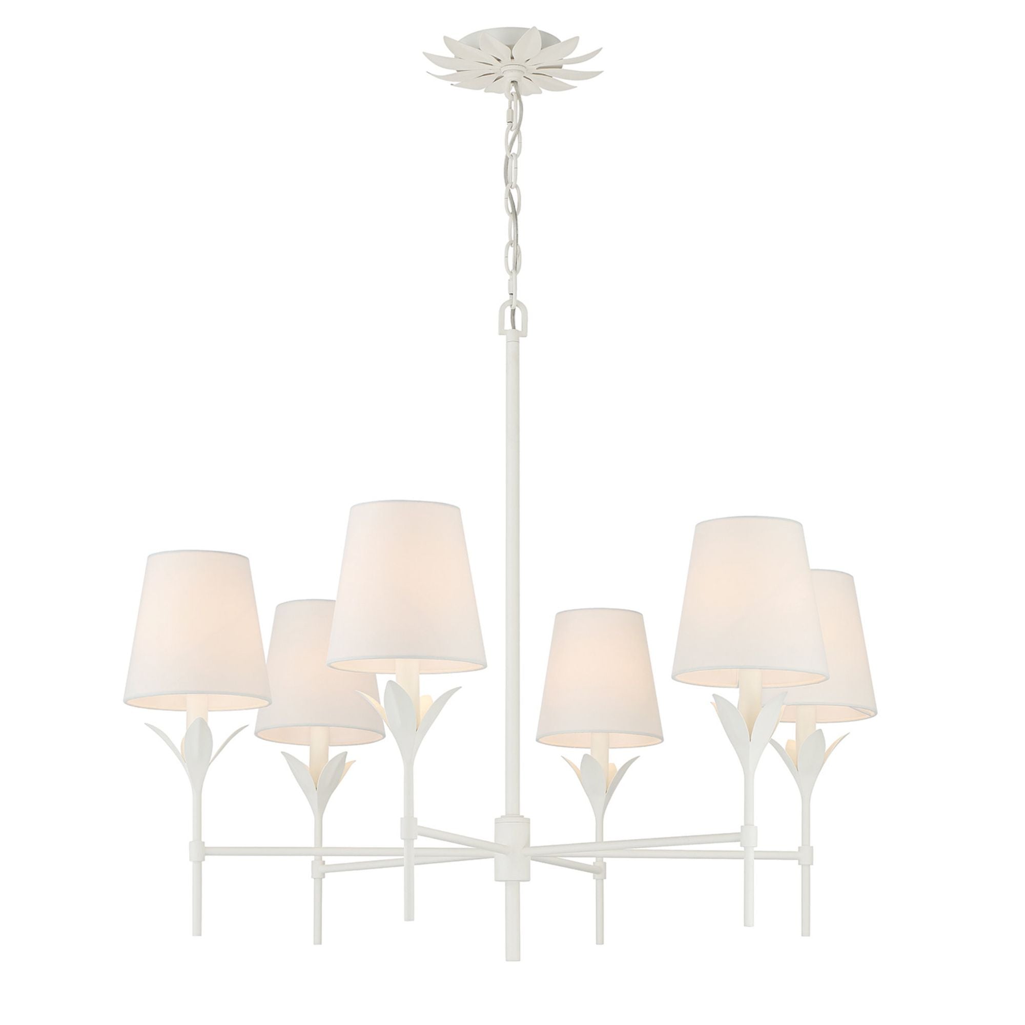 Broche 6 Light Matte White Chandelier Silk Shade 32"W x 28"H x 32"D