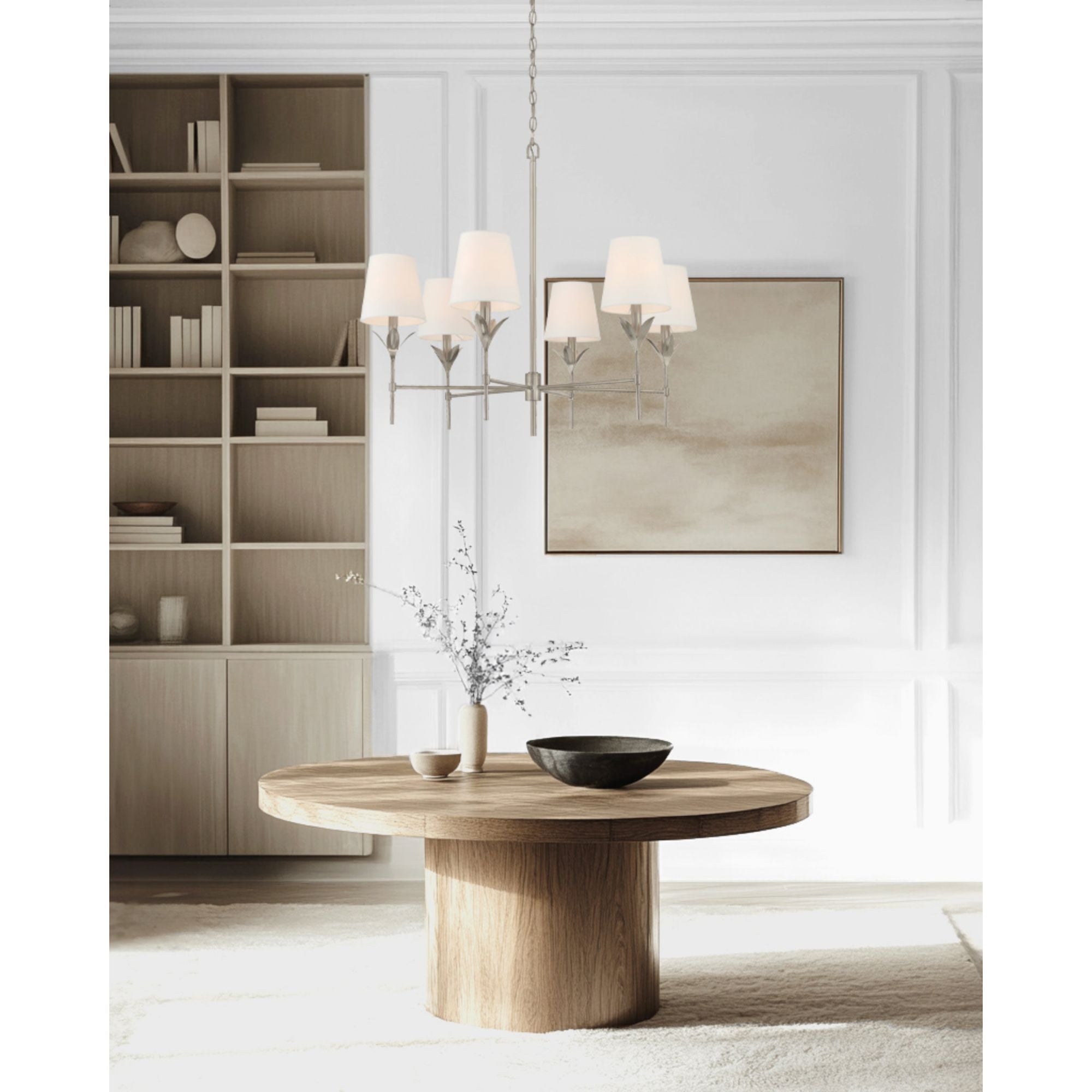 Broche 32'' Antique Silver Chandelier Silver 32"W x 28"H x 32"D