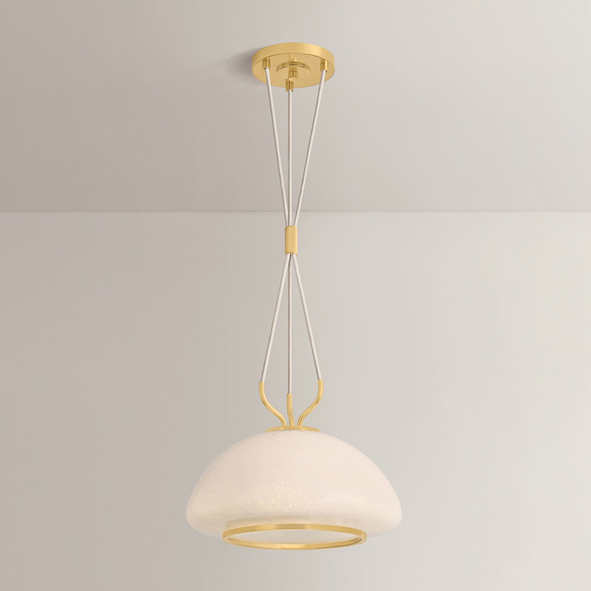Baudette 1-Light Pendant in Aged Brass 14.25W x 10.5H