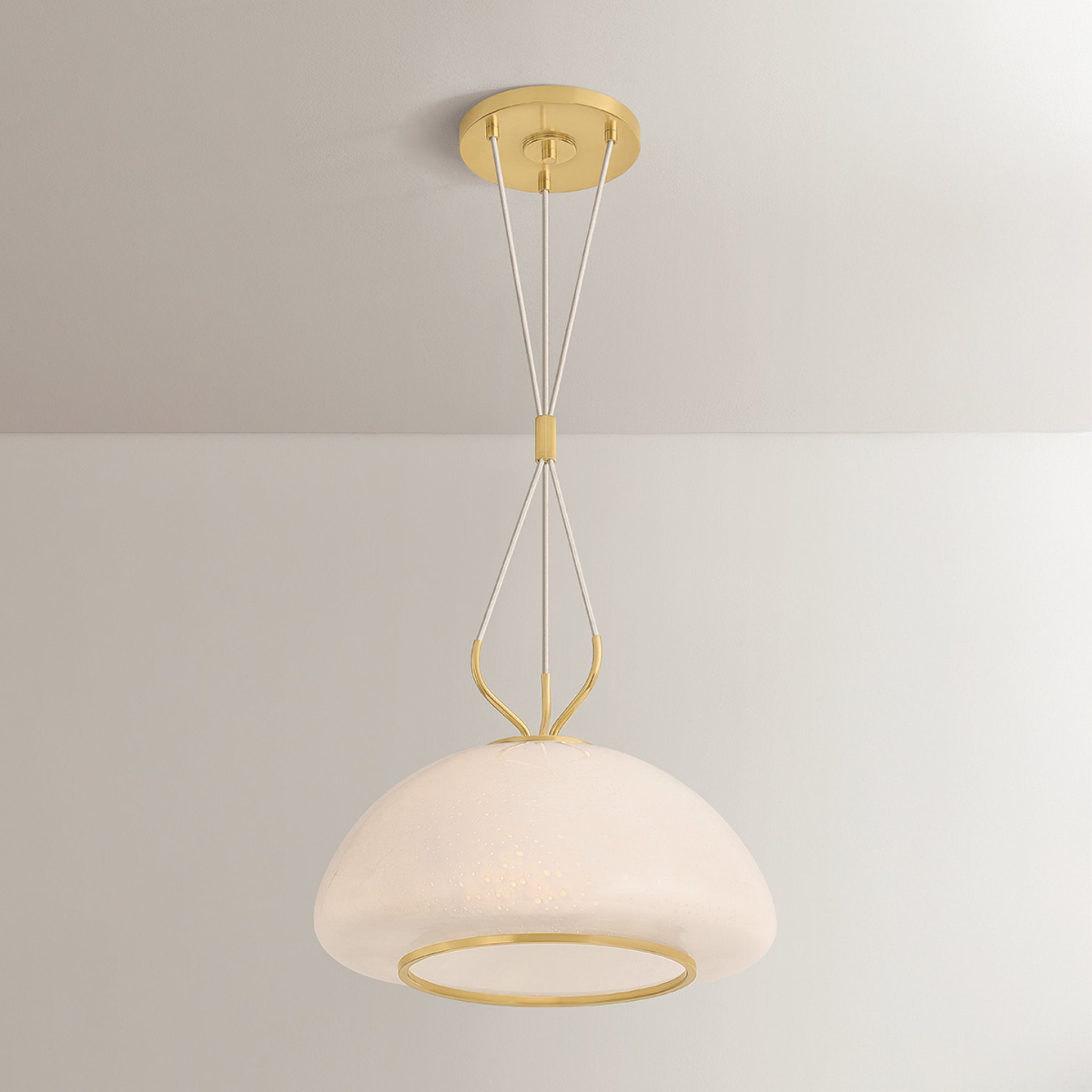 Baudette 1-Light Pendant in Aged Brass 18W x 13.5H
