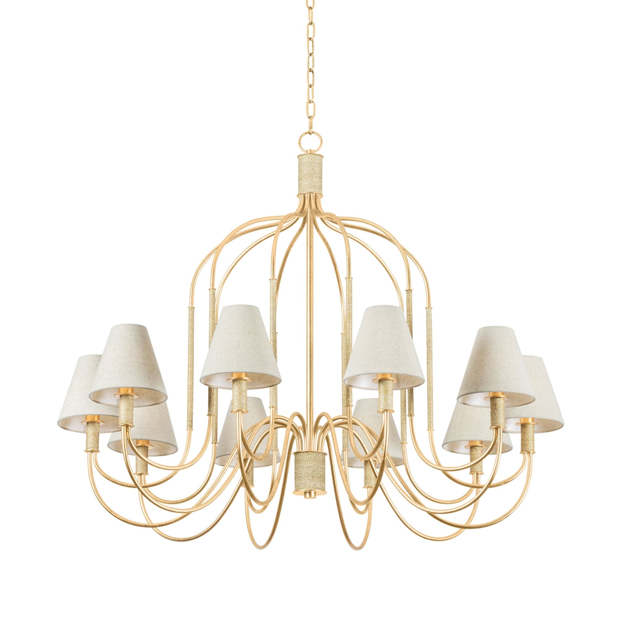 Warrensburg 10-Light Chandelier in Vintage Gold Leaf 44W x 35.75H