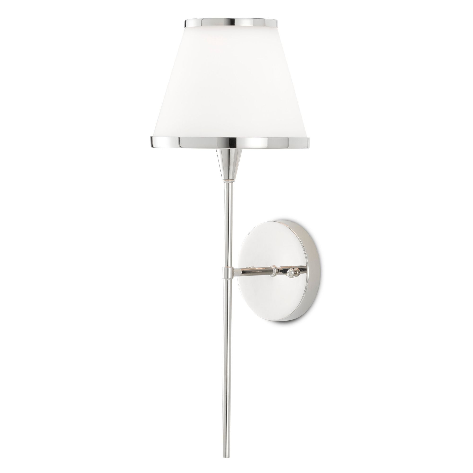 Brimsley Nickel Wall Sconce - Polished Nickel/Opaque Glass