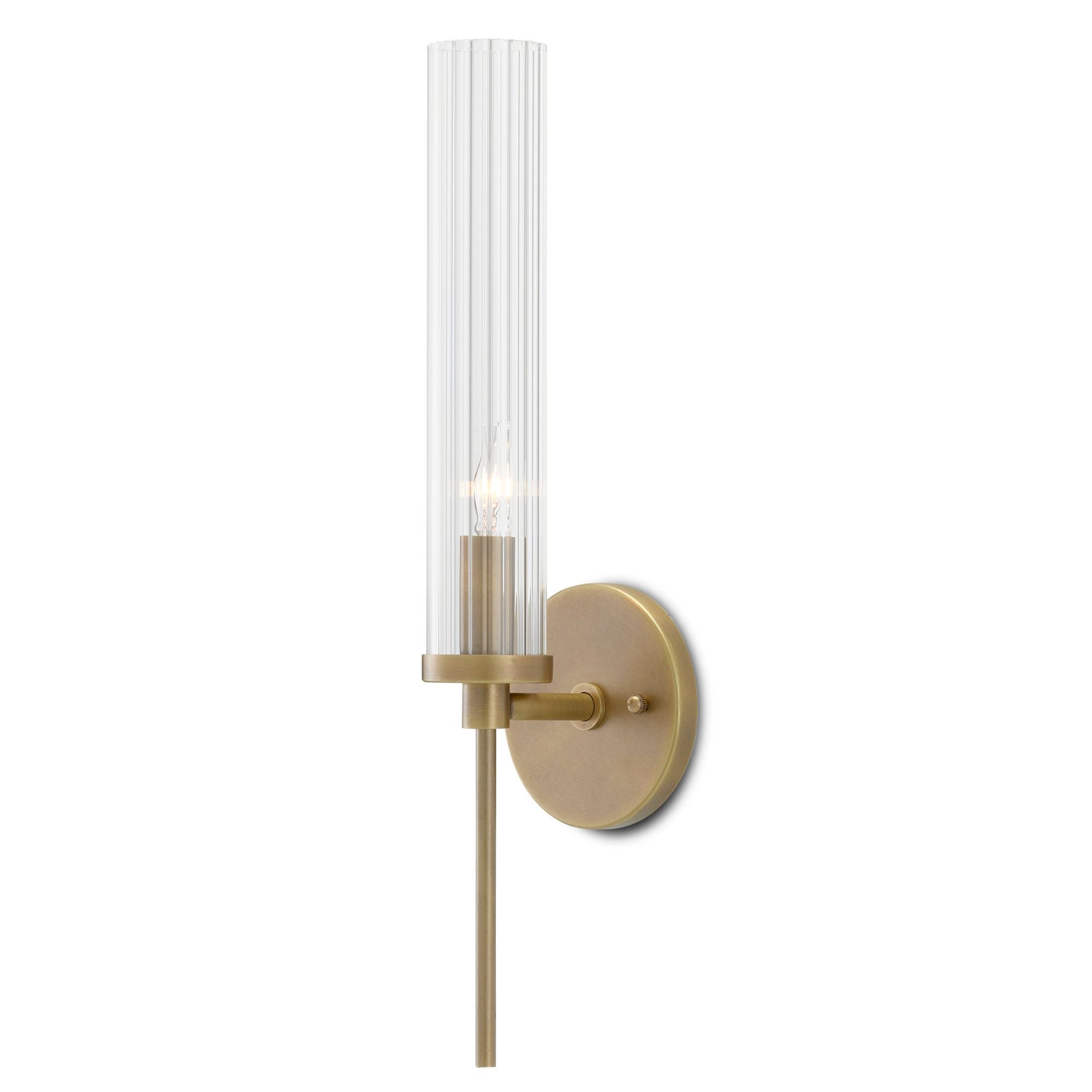 Bellings Brass Wall Sconce - Antique Brass/Clear