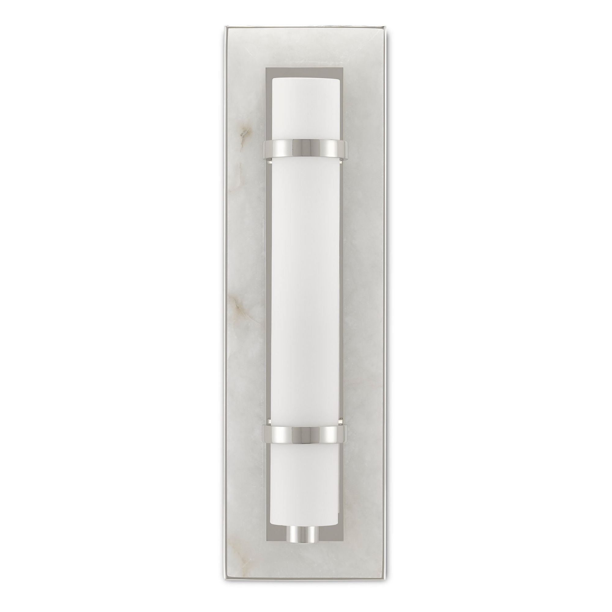 Bruneau Nickel Wall Sconce - Natural Alabaster/Polished Nickel/Opaque/White