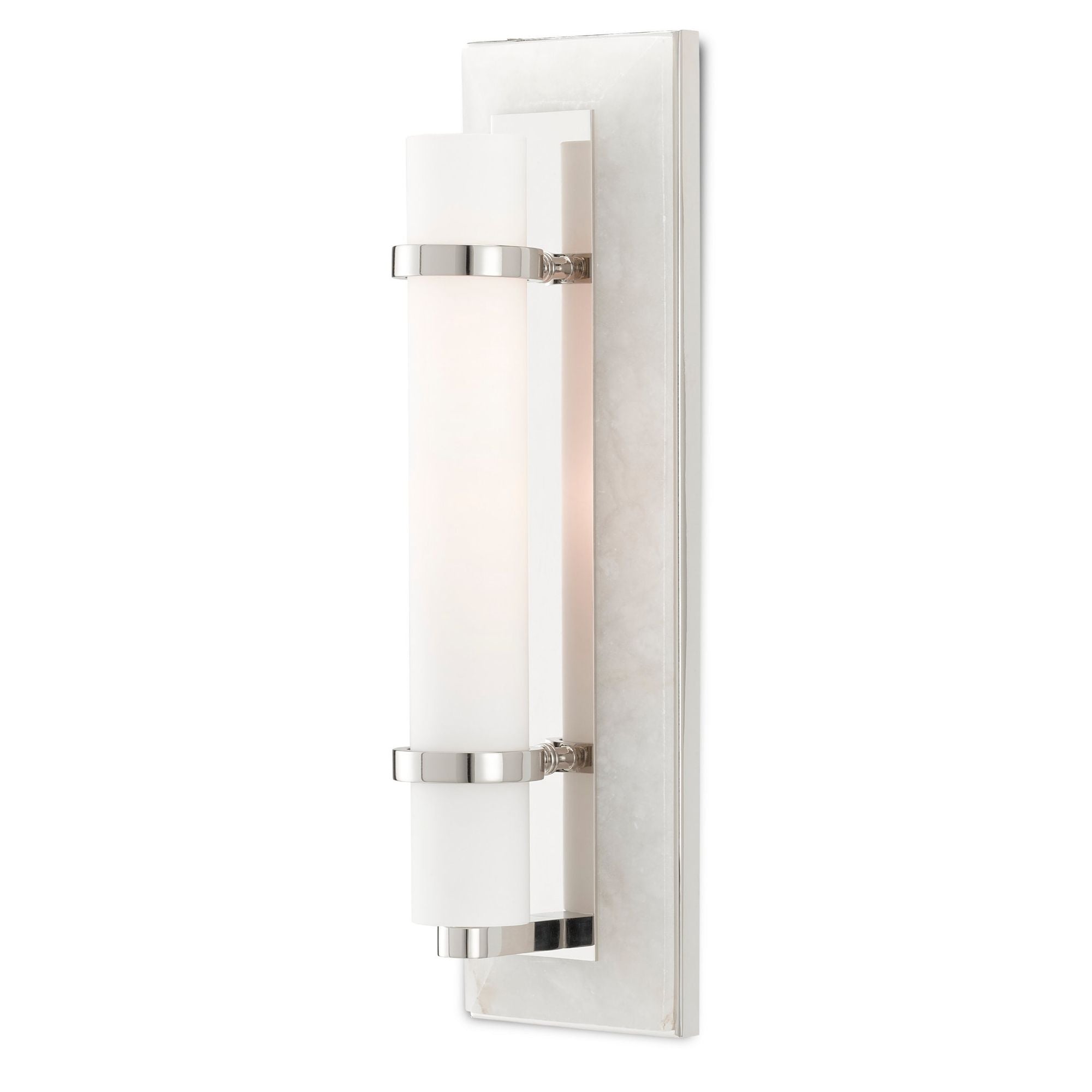 Bruneau Nickel Wall Sconce - Natural Alabaster/Polished Nickel/Opaque/White