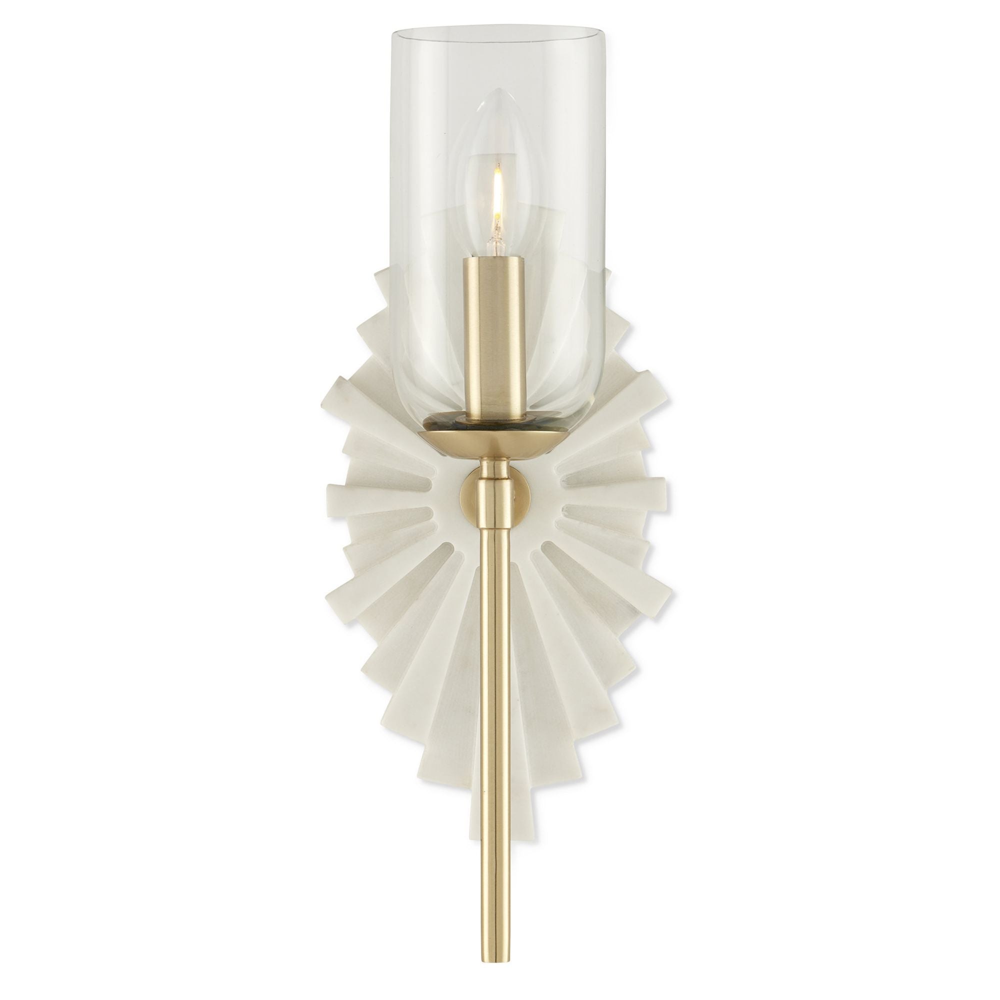 Benthos White Wall Sconce - White/Brass/Clear