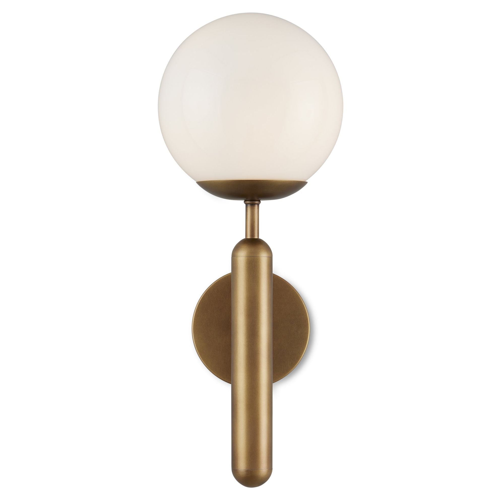 Barbican Single-Light Brass Wall Sconce - Antique Brass/White